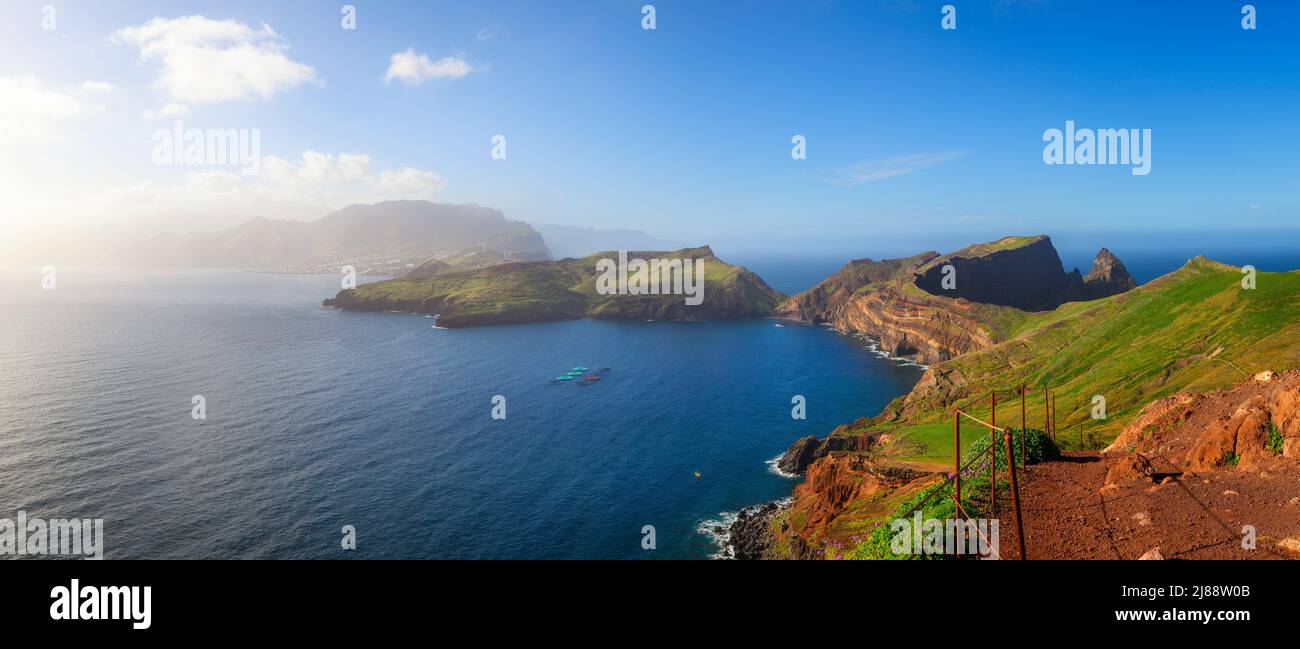 Panorama de la péninsule de Ponta de Sao Lourenco, Iles de Madère, Portugal Banque D'Images