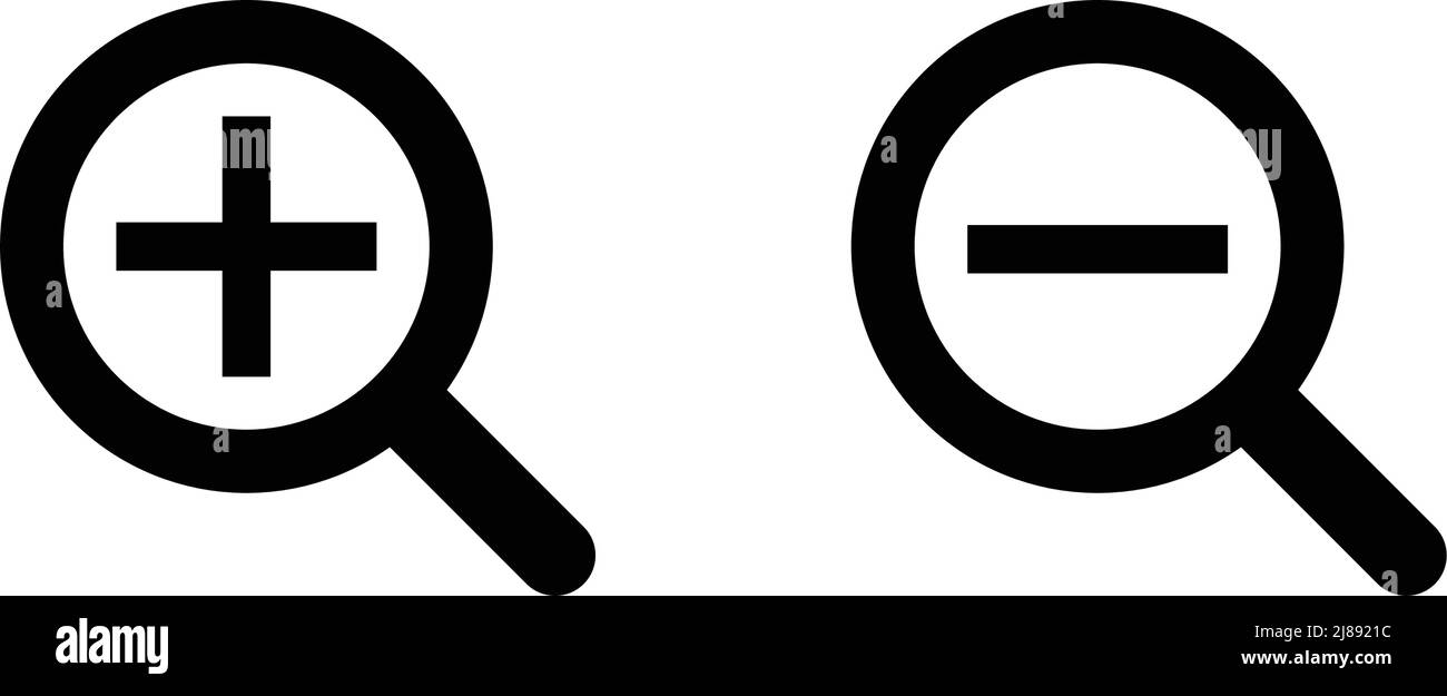 Ensemble d'icônes de zoom sur la loupe et de zoom arrière sur la loupe. Vecteur modifiable. Illustration de Vecteur