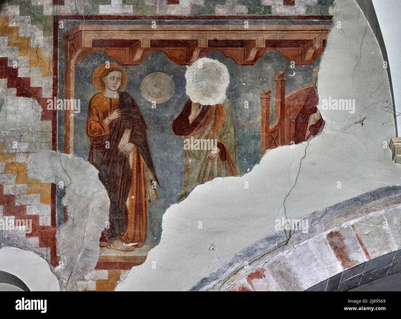 Affreschi di pittore veronese del XV secolo - San Bonifacio (VR),Italia, abbazia di San Pietro Banque D'Images