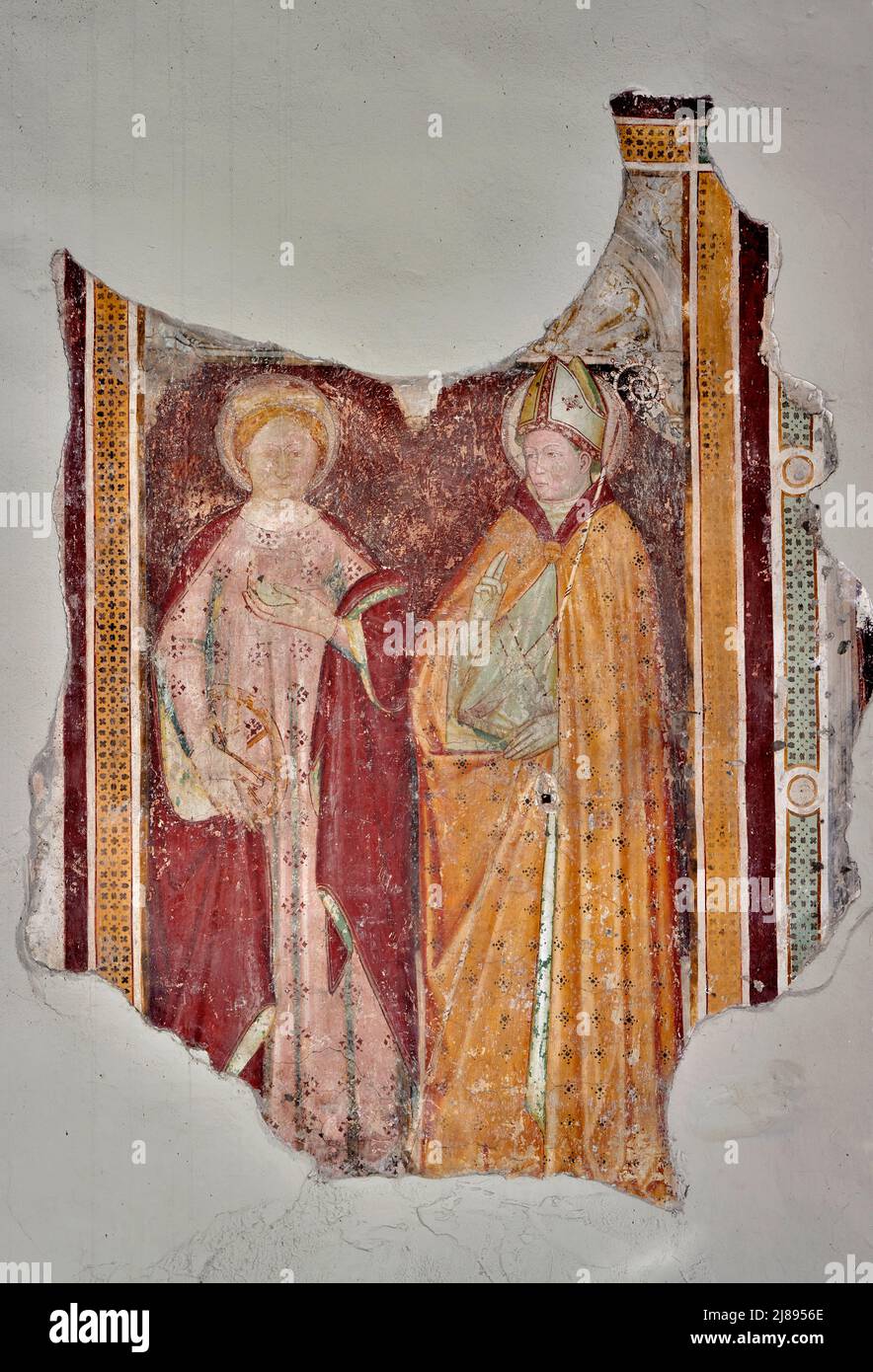 Affreschi di pittore veronese del XV secolo - San Bonifacio (VR) ,Italia,abbazia di San Pietro Banque D'Images
