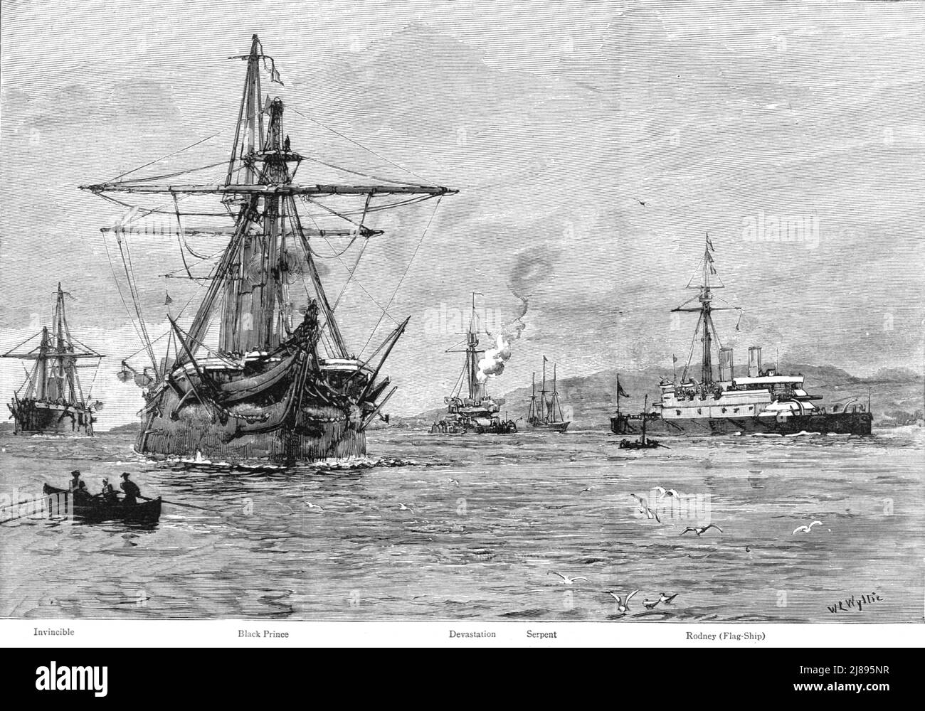 ''la mobilisation navale, Division de l'escadron B de l'amiral Fitzroy dans Lough Swilly', 1888. Depuis, « The Graphic. Un journal hebdomadaire illustré Volume38. Juillet à décembre, 1888'. Banque D'Images