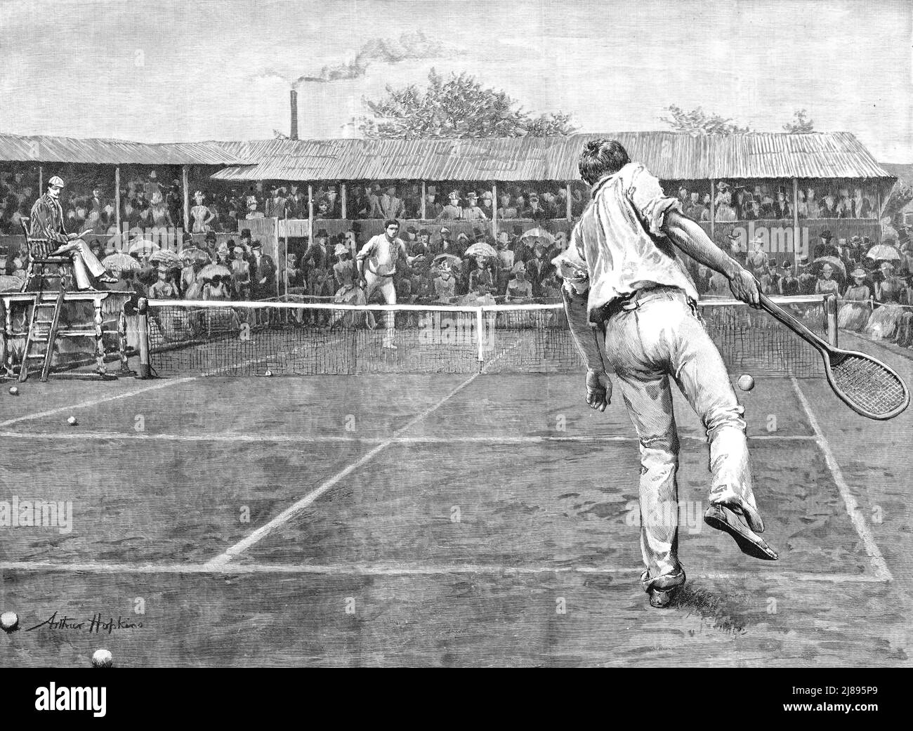 ''The Lawn tennis Championship Match at Wimbledon', 1888. Depuis, « The Graphic. Un journal hebdomadaire illustré Volume38. Juillet à décembre, 1888'. Banque D'Images