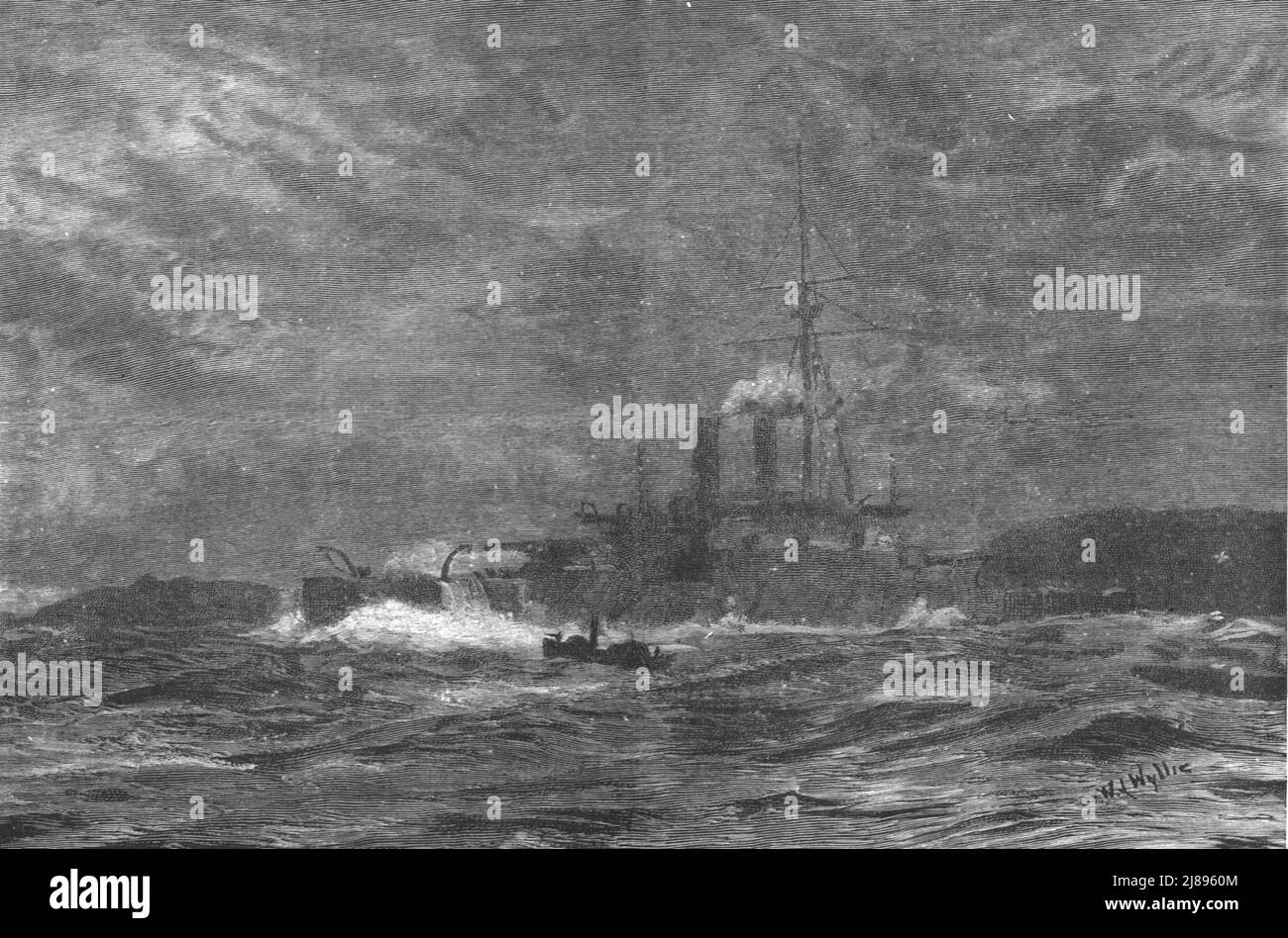 ''la mobilisation navale, H.M.S. Rodney exécutant le blocus', 1888. Depuis, « The Graphic. Un journal hebdomadaire illustré Volume 38. Juillet à décembre, 1888'. Banque D'Images