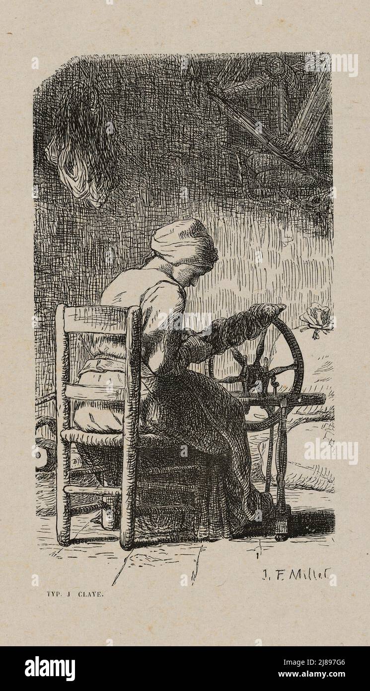 Femme tournant, 1853, après dessin fait en 1852. Banque D'Images