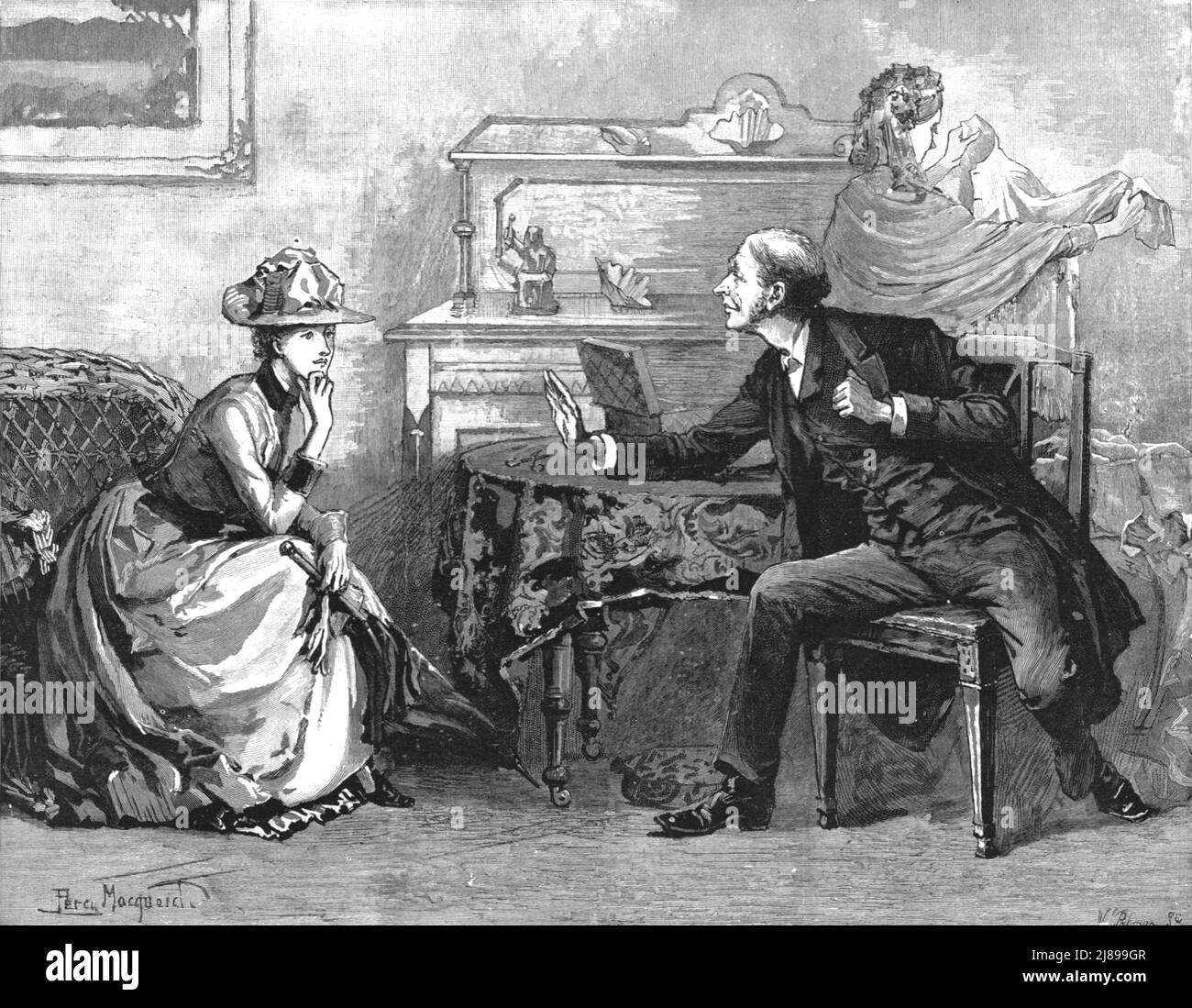 '" Madame Leroux"; par Francis Eleanor Trollope; tout ce que M. Shard a dit avec une intention et un visage froid, soulignant les clauses de son discours avec des rapides de sa paume ouverte sur la table", 1890. Banque D'Images