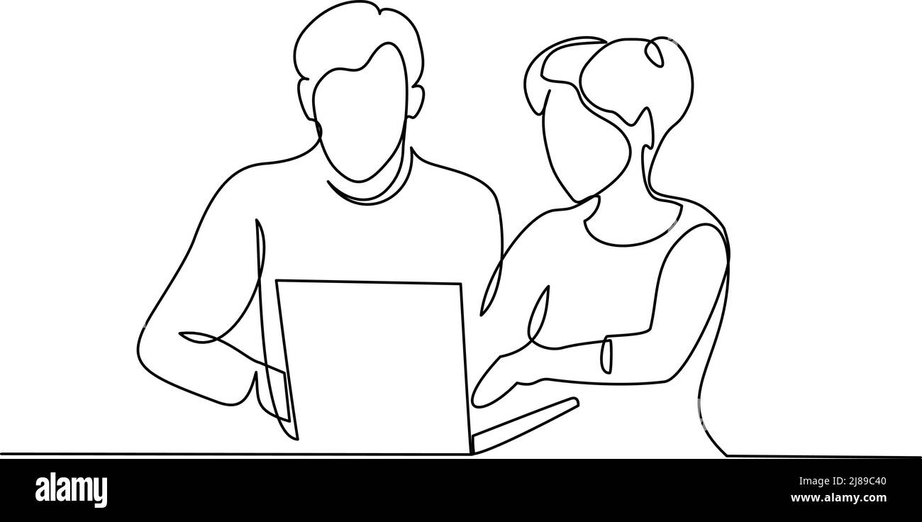 Un groupe de professionnels travaillent à l'aide d'un ordinateur portable Illustration de Vecteur