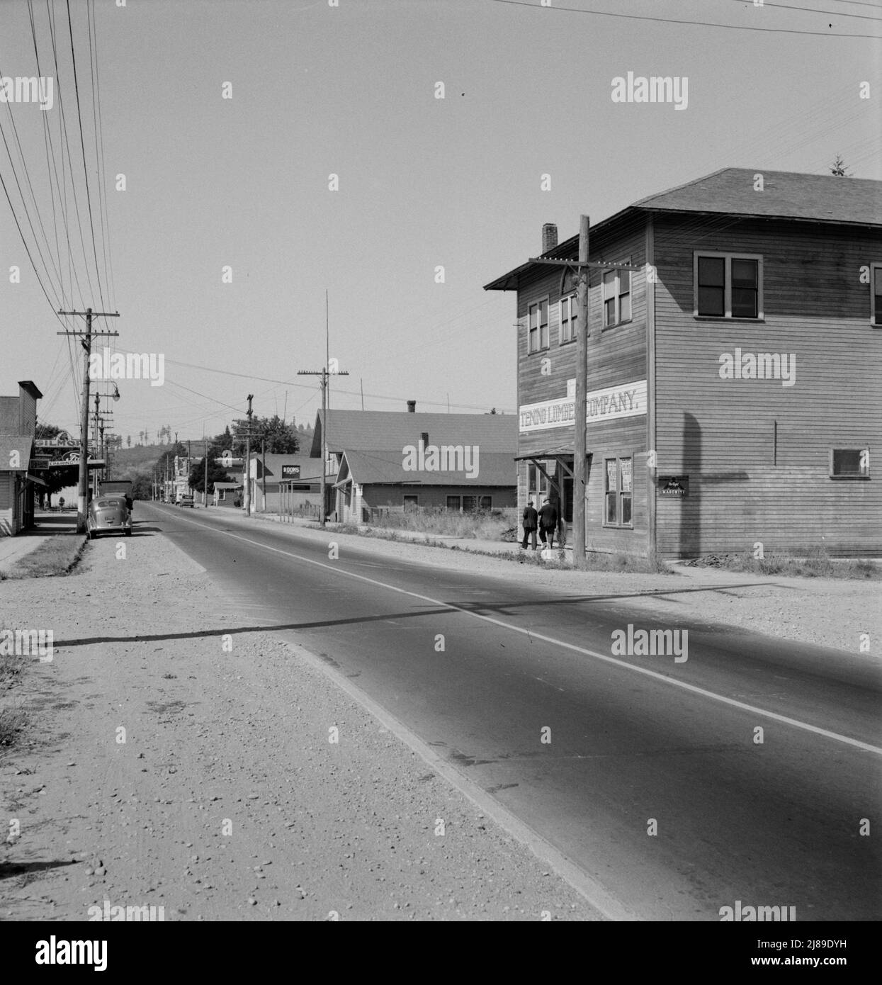 WESTERN Washington, Thurston County, Tenino. Entrée de la rue principale depuis le nord. Office "Cut out" compagnie de bois d'œuvre. Banque D'Images