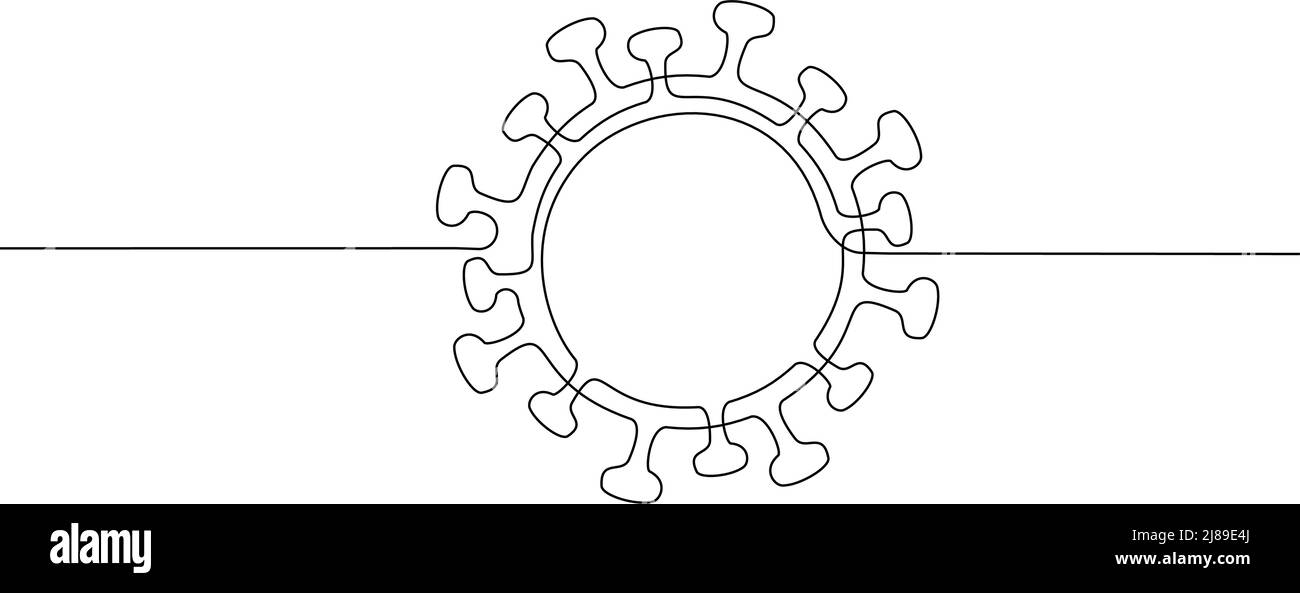 COVID-19 symbole continu d'une ligne. Concept coronavirus Illustration de Vecteur