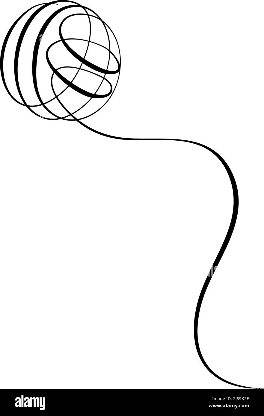 Bille de filetage CLEW. Illustration vectorielle de mise en plan continue à une ligne Illustration de Vecteur