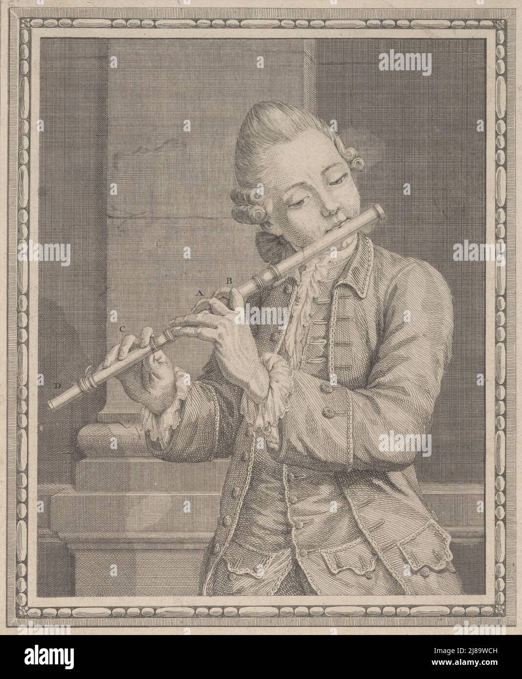 Joueur d'une flûte transversale, 18th siècle. Banque D'Images