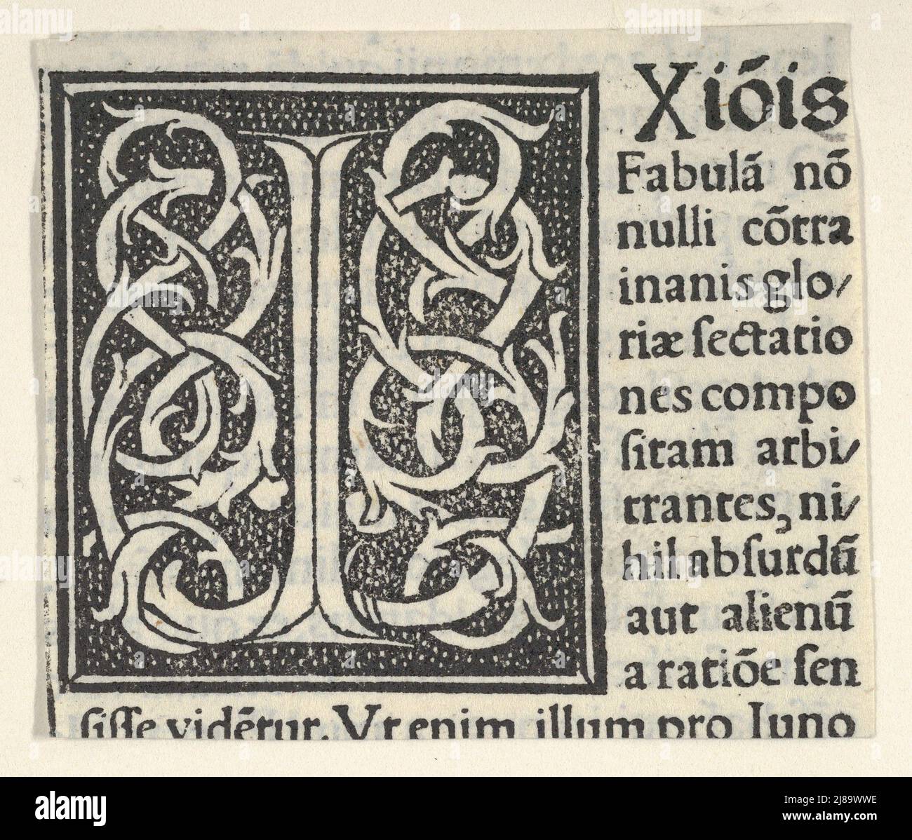 Première lettre I sur fond de motifs, 1520. Banque D'Images