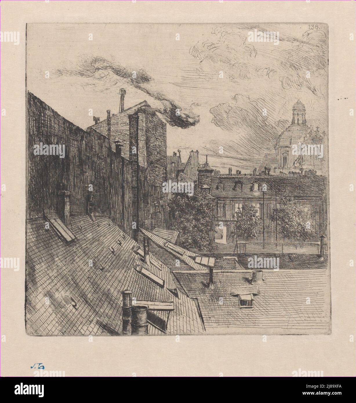 Vue de la fenêtre de l'artiste, rue Culture-Sainte-Catherine, ca. 1865. Banque D'Images