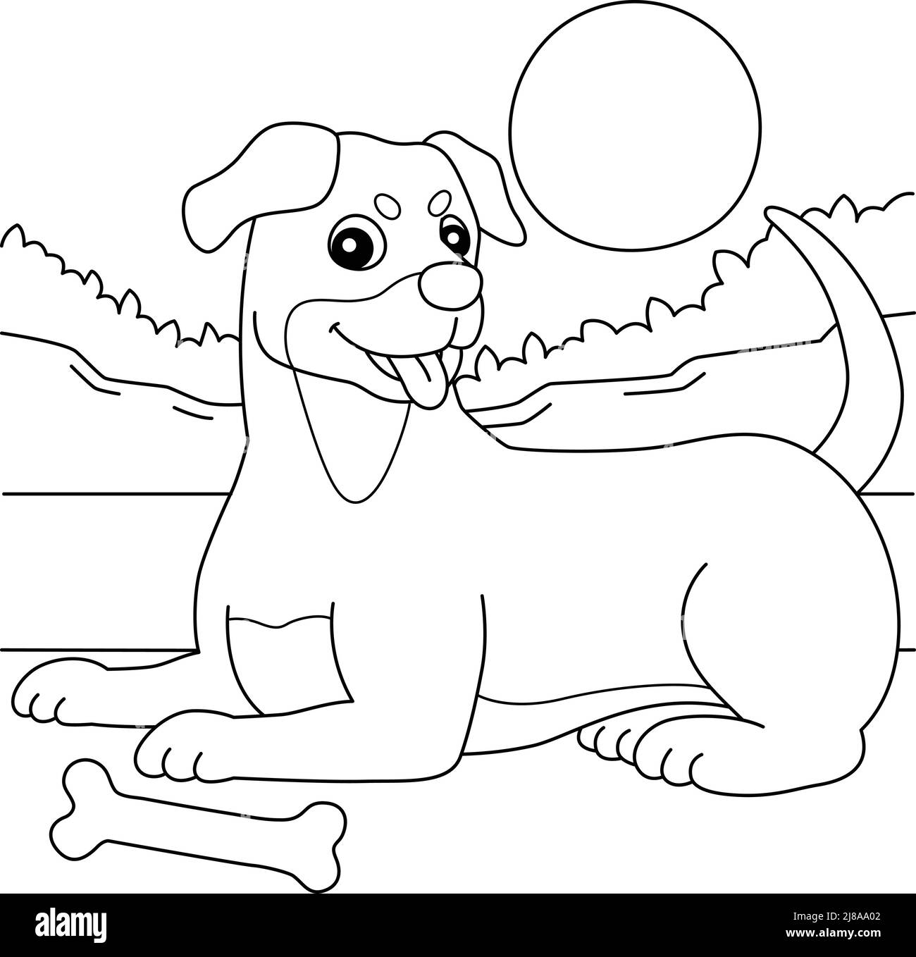 Rottweiler Dog coloriage page pour enfants Illustration de Vecteur