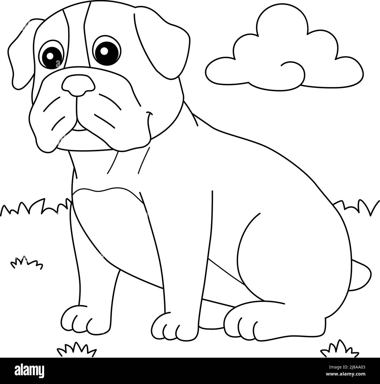 Page de coloriage pour chien Bulldog pour enfants Illustration de Vecteur