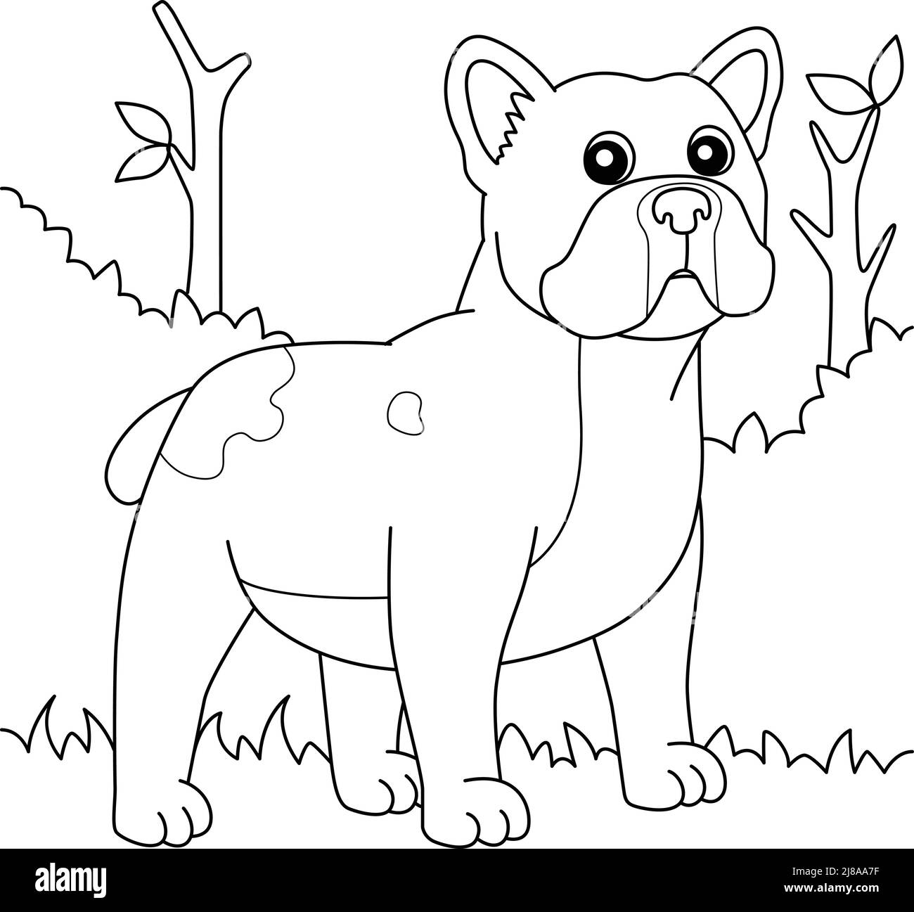 Page de coloriage pour chien Bulldog français pour enfants Illustration de Vecteur