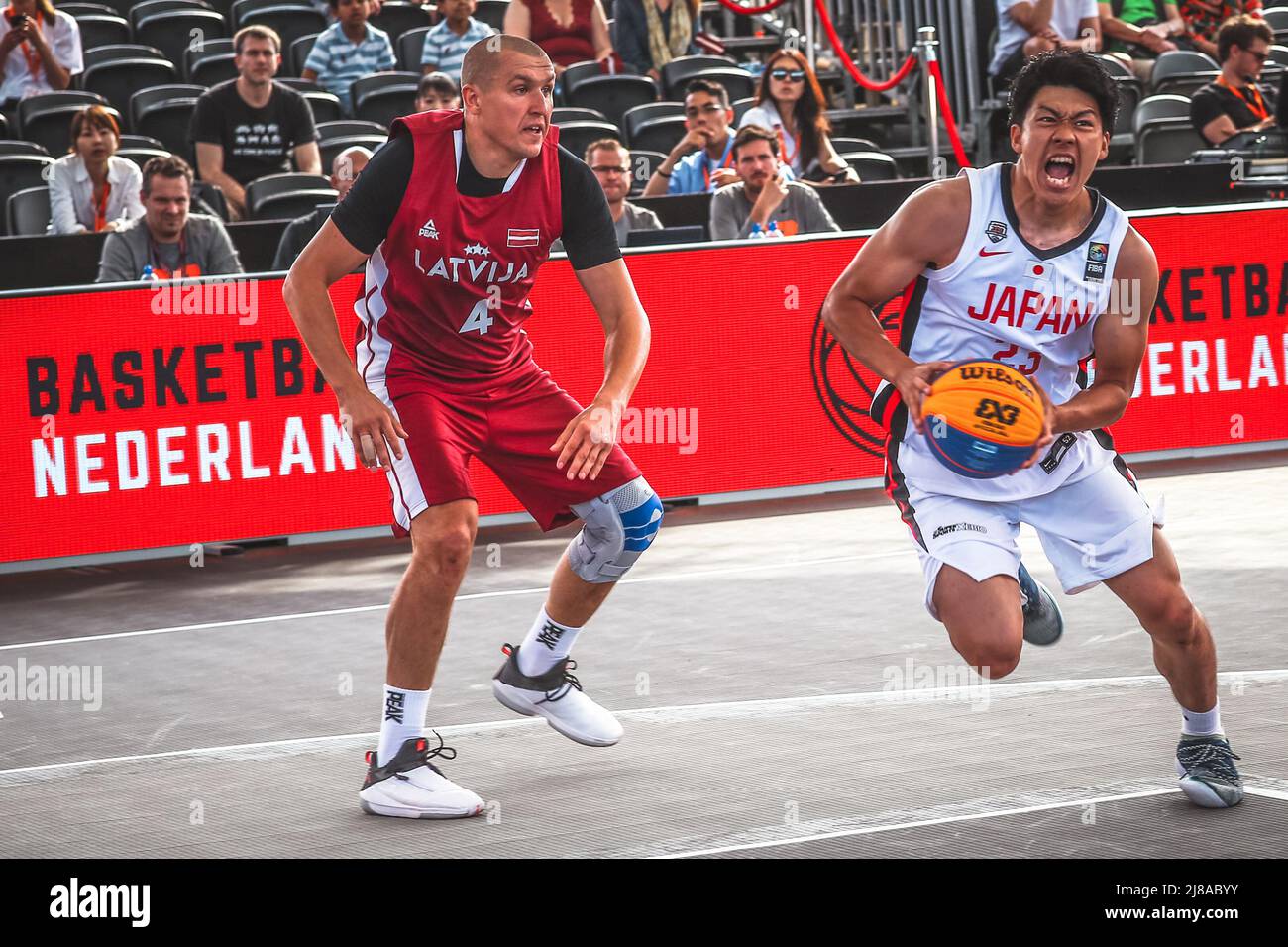 Amsterdam, pays-Bas, 18 juin 2019: Le joueur de basket-ball japonais Ryuto Yasuoka en action pendant la coupe du monde de basket-ball 3x3 de la FIBA Banque D'Images