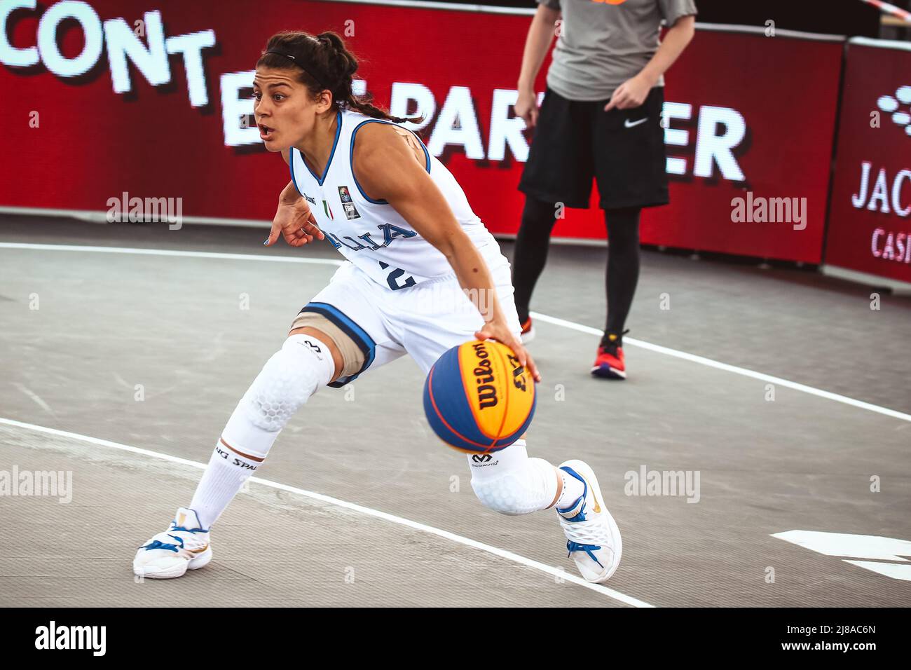 Amsterdam, pays-Bas, 19 juin 2019: Le joueur italien de basket Raelin Marie d'Alie en action pendant le match Italie contre Ukraine Banque D'Images