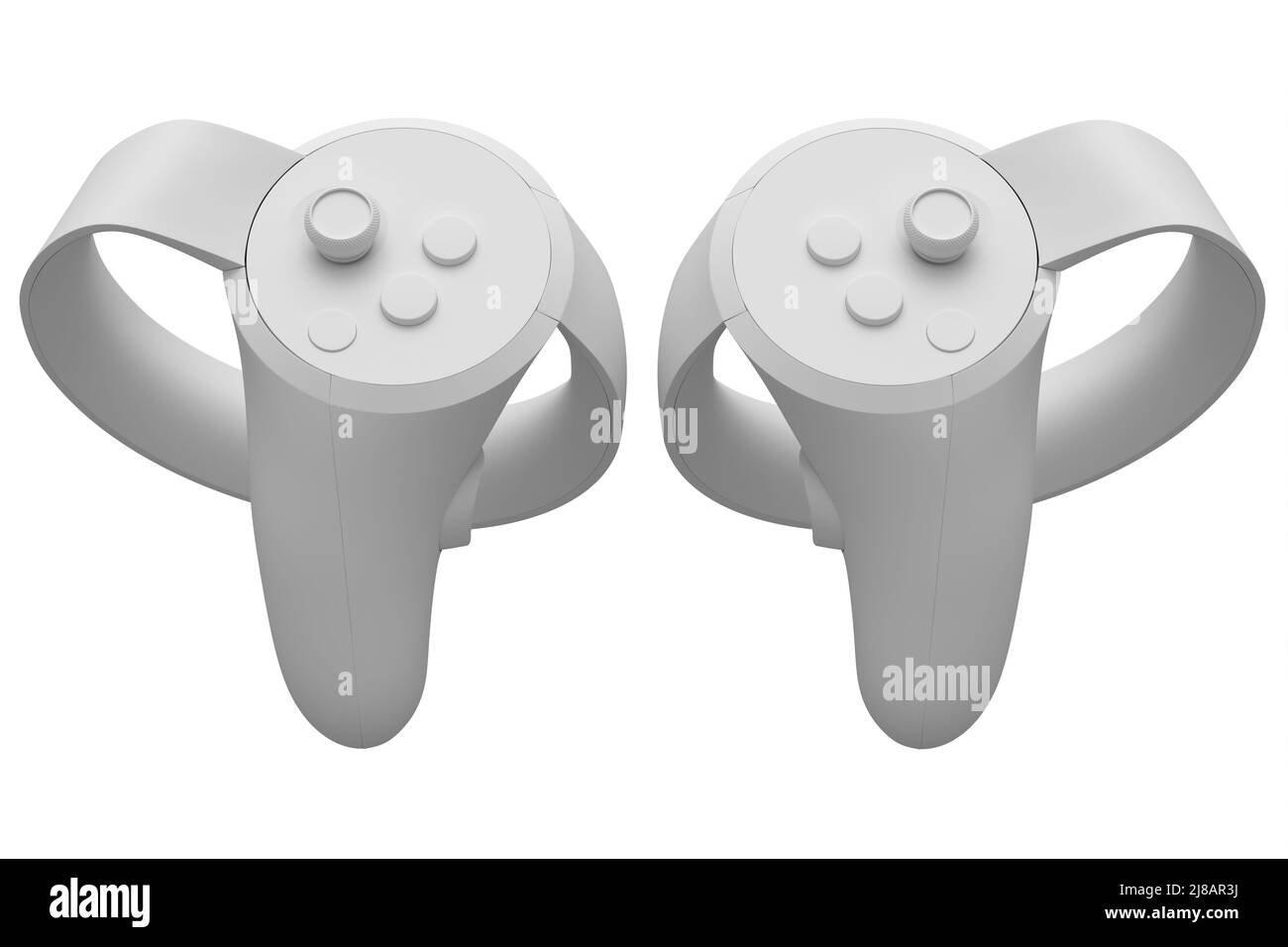 Contrôleurs de réalité virtuelle pour les jeux en ligne et dans le cloud sur fond blanc monochrome. 3D rendu de l'appareil pour la réalité augmentée ou VR Banque D'Images