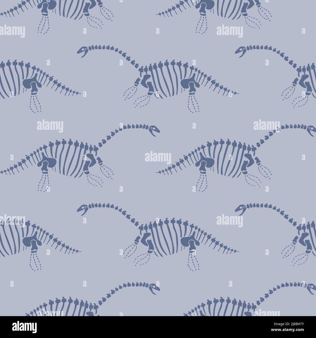 Plesiosaurus Dinosaur tracé à la main, motif vectoriel sans couture. Silhouette jurassique neutre pour bébé. Décoration de la maison pour le musée, l'extinction et Illustration de Vecteur