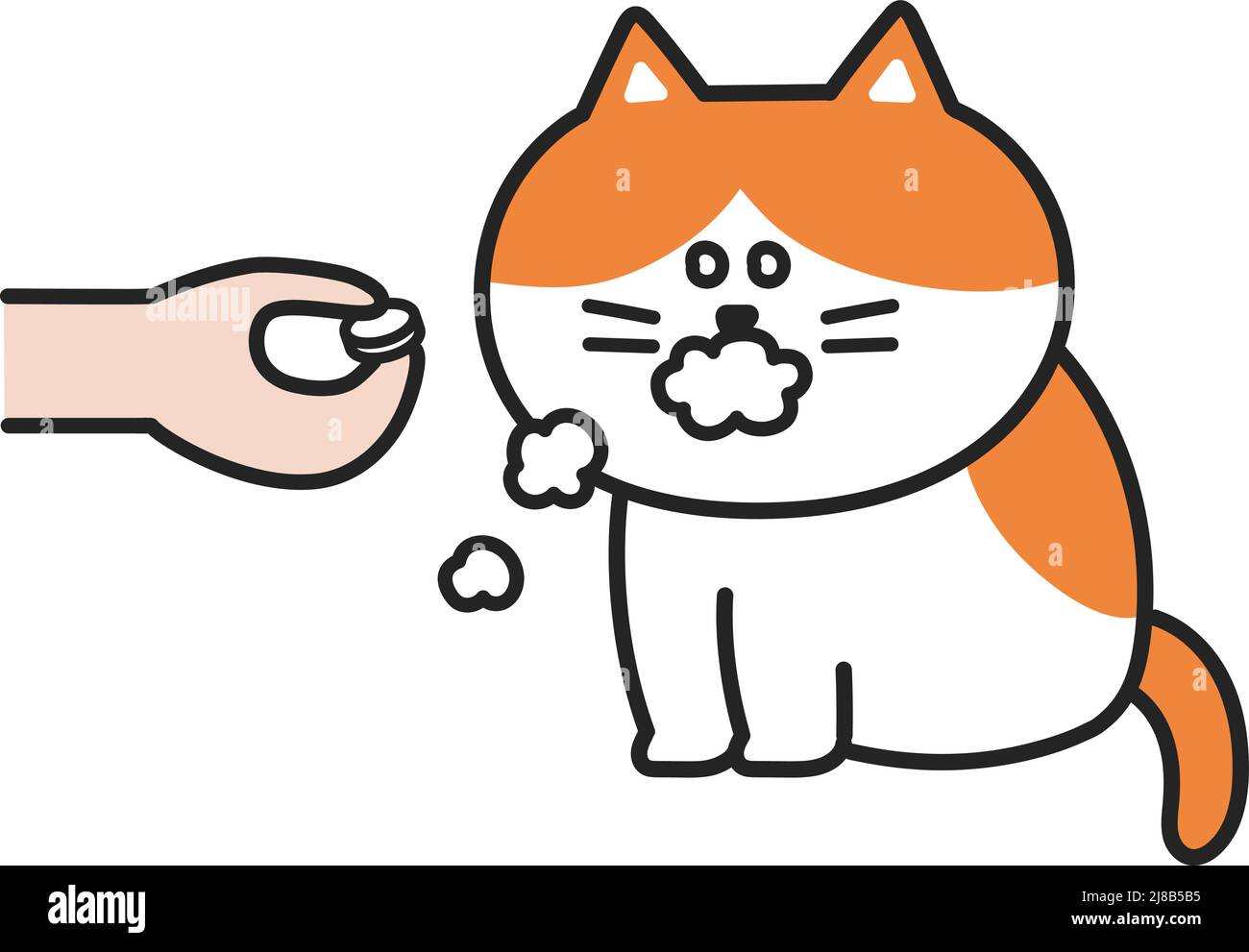 Le chat n'aime pas une pilule amère à avaler. Illustration vectorielle isolée sur fond blanc. Illustration de Vecteur