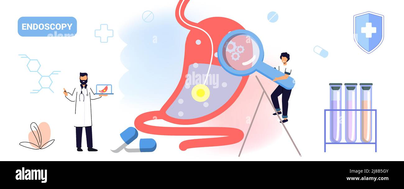Endoscopie technologie de soins de santé concept vecteur illustration gastro-entérologie système gastrique et digestif maladies des organes internes médicaux soins de santé Illustration de Vecteur