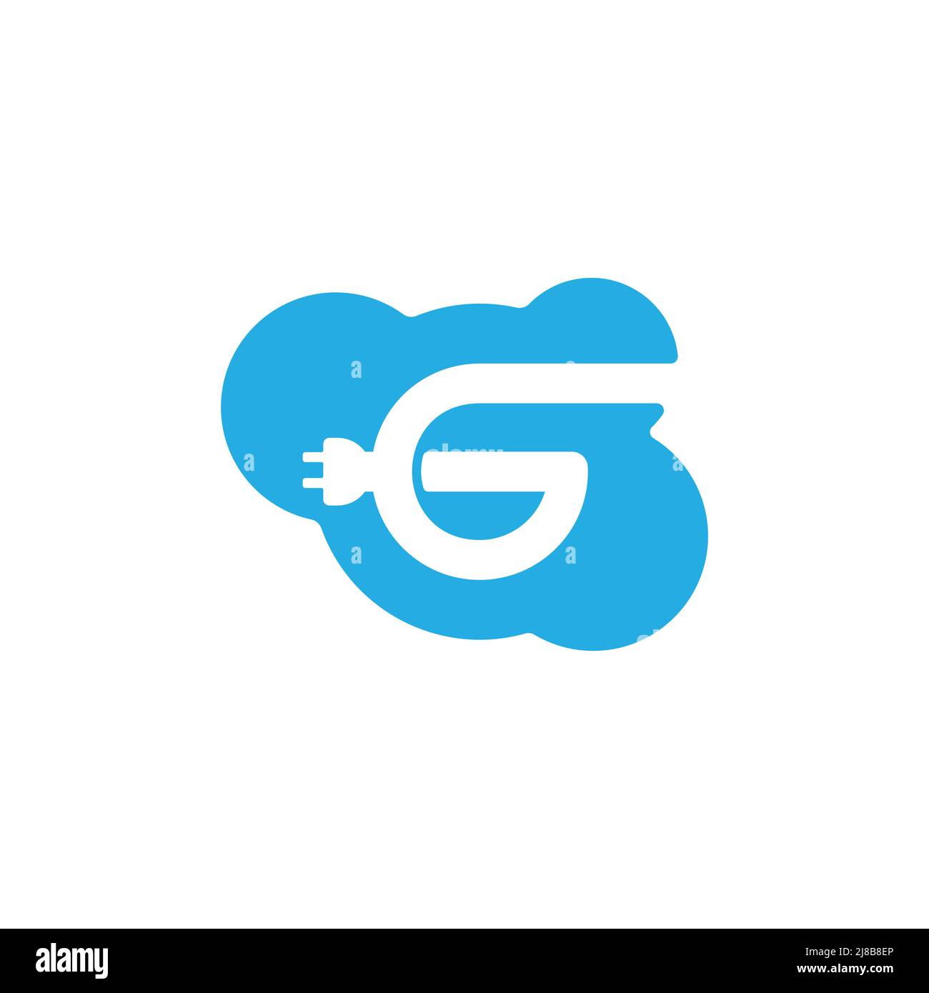 lettre g en ligne données cloud fiche électrique symbole logo vecteur Illustration de Vecteur