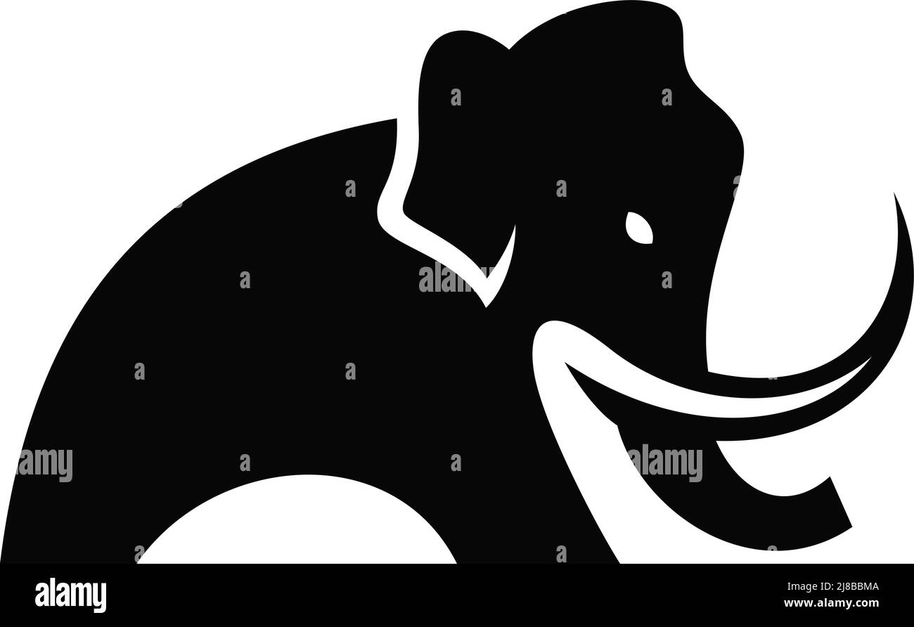 Vue latérale de Mammoth avec silhouette simple Illustration de Vecteur