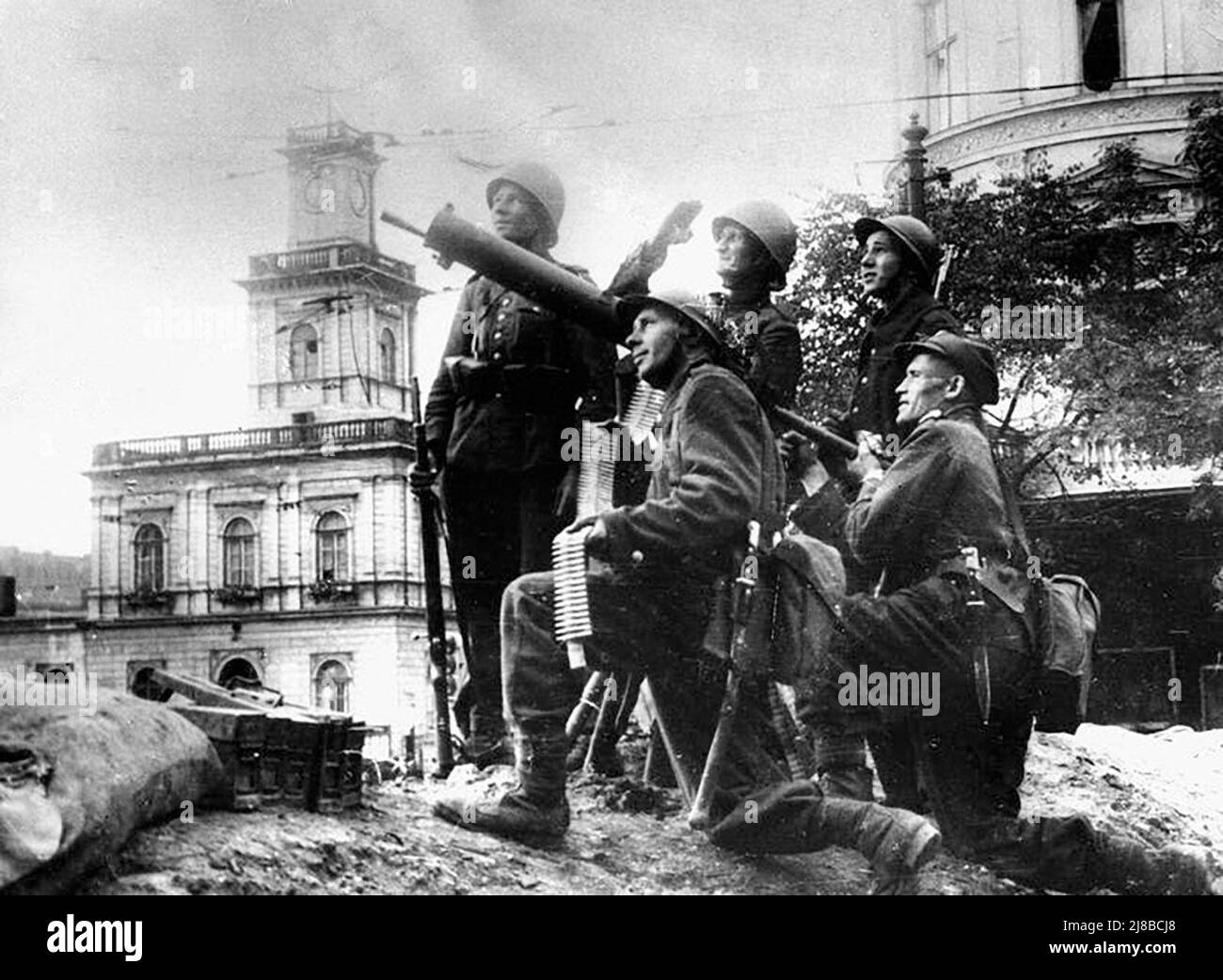 Soldats polonais avec artillerie anti-aérienne lors de l'invasion de la Pologne, deuxième Guerre mondiale Banque D'Images