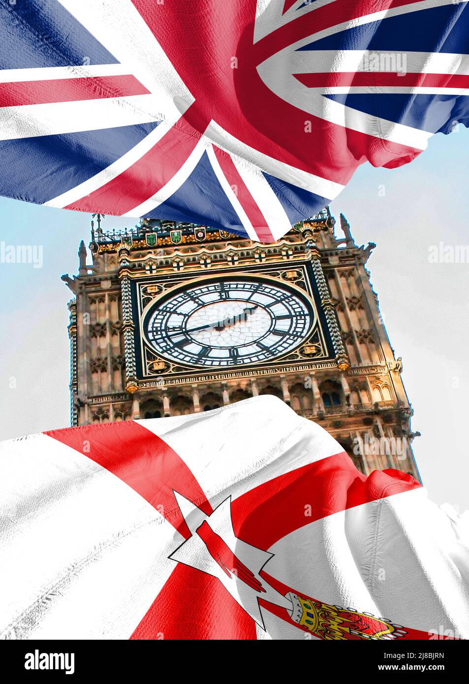 Drapeau de l'Irlande du Nord sur le ciel spectaculaire Banque D'Images