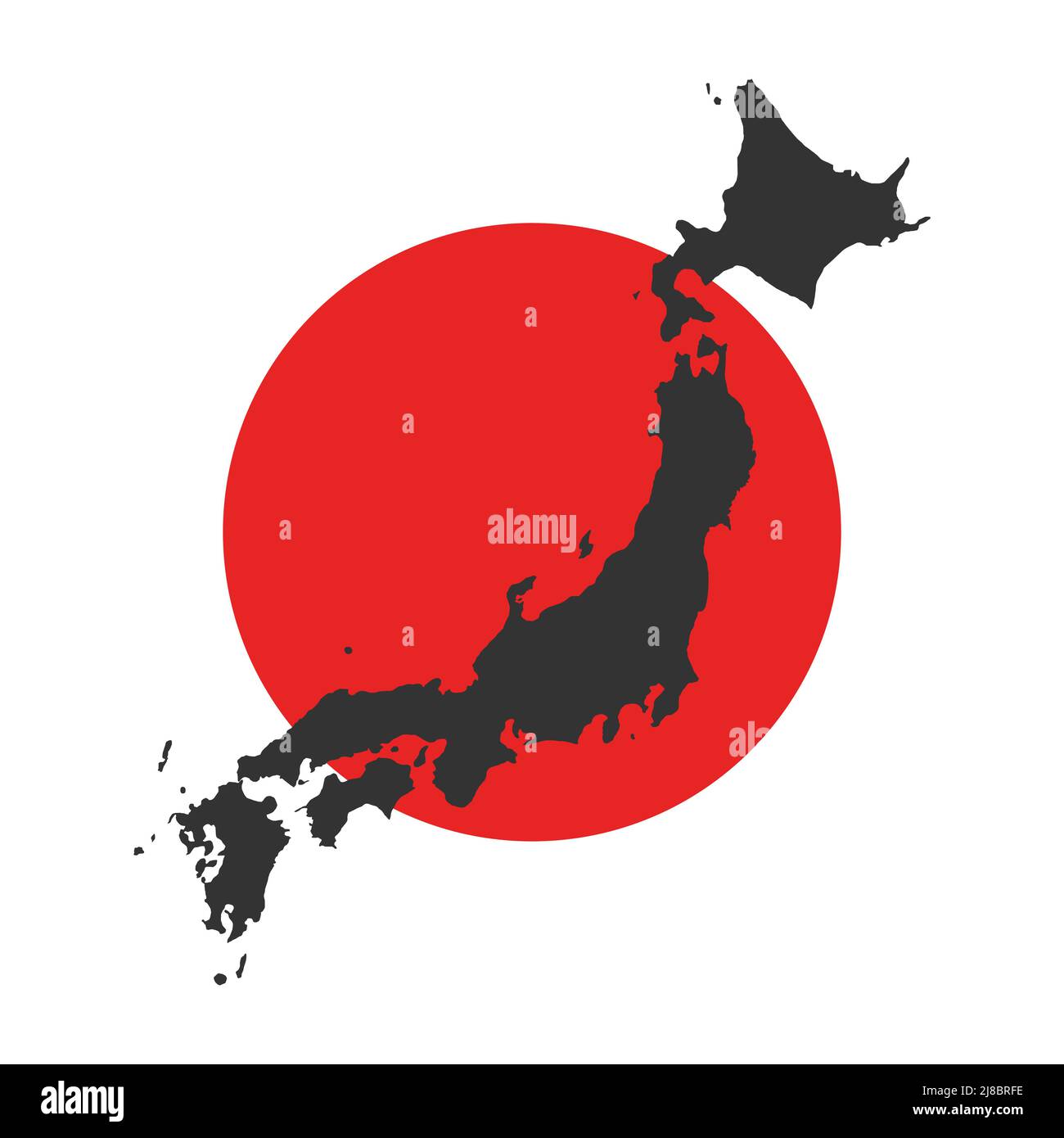 Carte noire du Japon et concept de vecteur drapeau Illustration de Vecteur