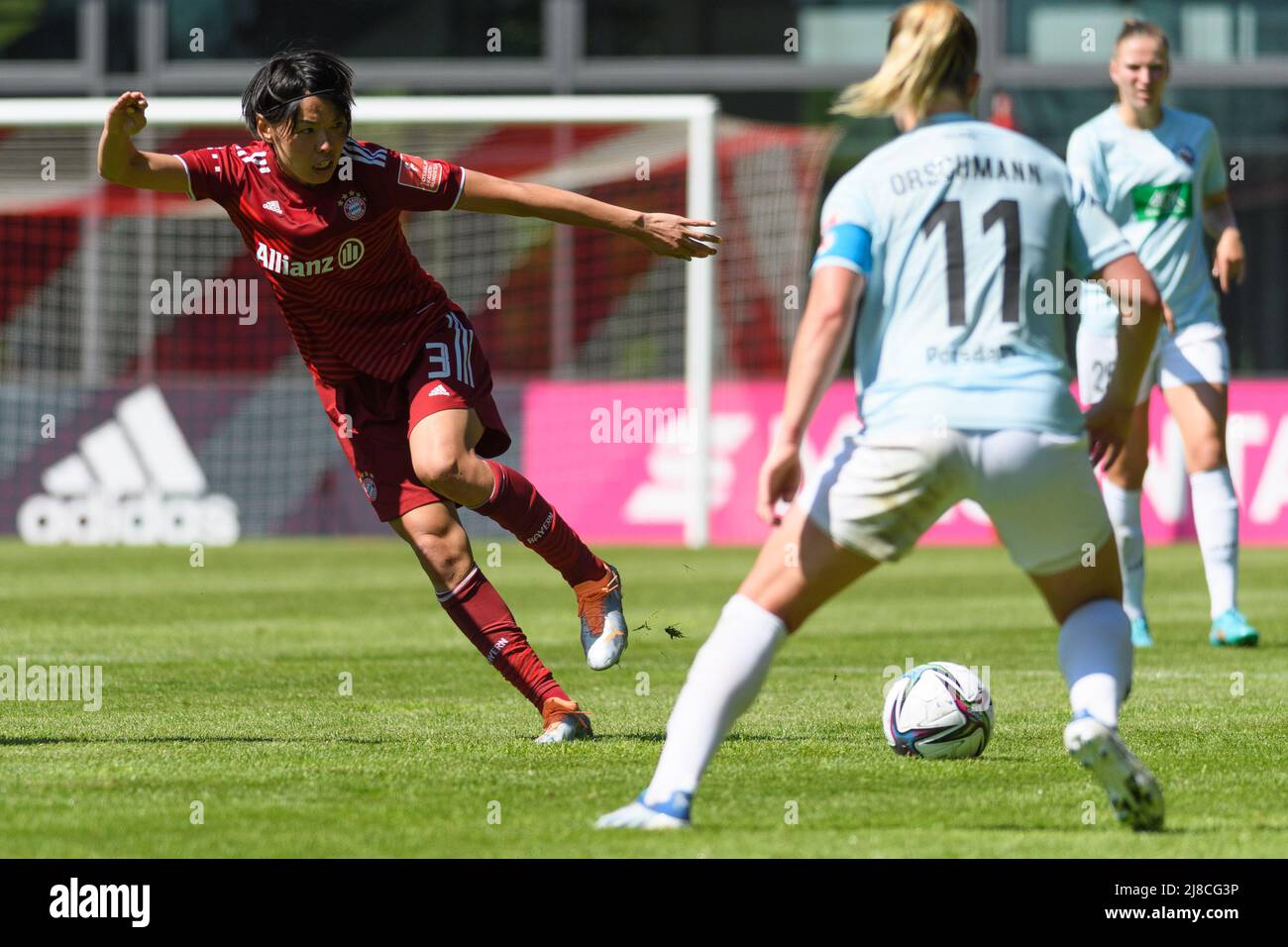 Saki Kumagai (3 FC Bayern Munich) lors du match FlyerAlarm Frauen Bundesliga entre FC Bayern Munich et turbine Potsdam au campus du FC Bayern, Munich. Sven Beyrich/SPP Banque D'Images