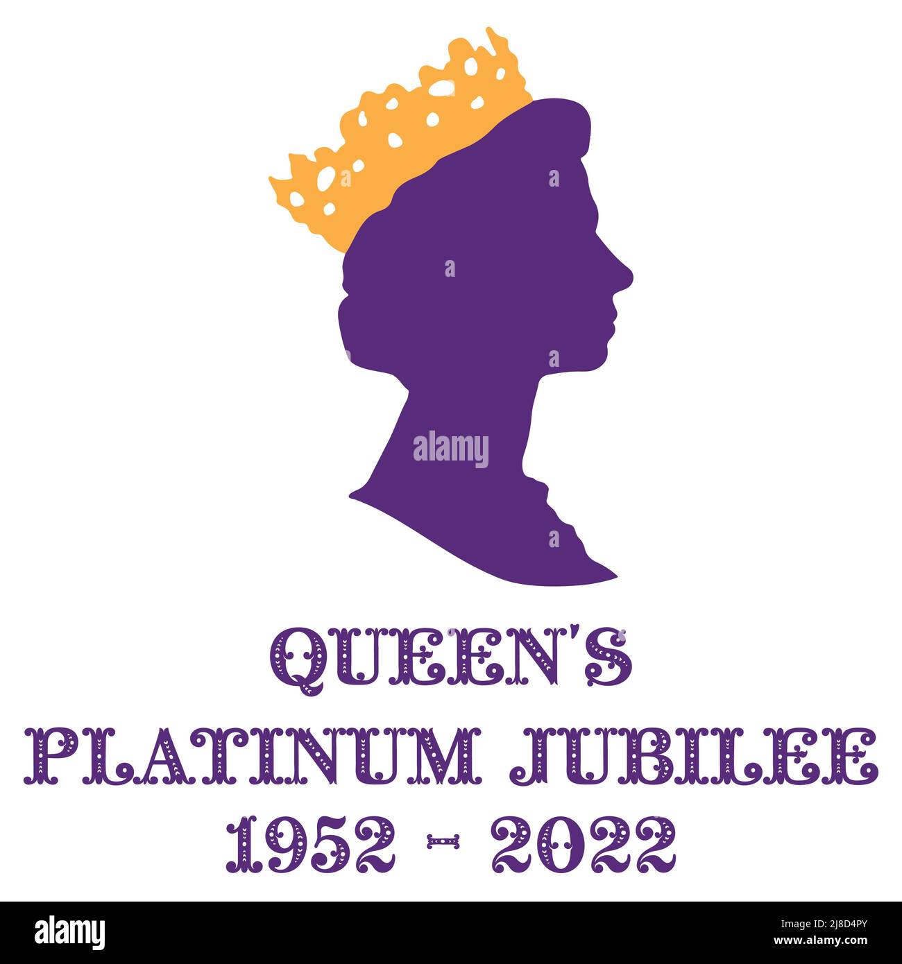 Les célébrations du Jubilé de platine de la Reine avec le profil latéral de la reine Elizabeth Illustration de Vecteur