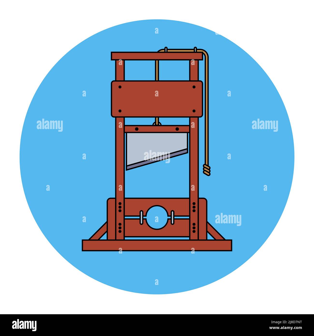 guillotine en bois pour l'exécution d'une personne. illustration vectorielle plate Illustration de Vecteur