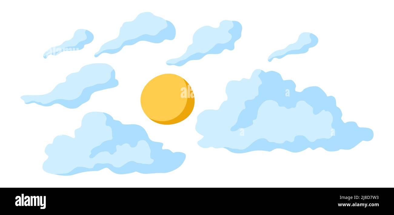 Image stylisée du soleil des nuages. Illustration de scène naturelle. Style abstrait. Illustration de Vecteur