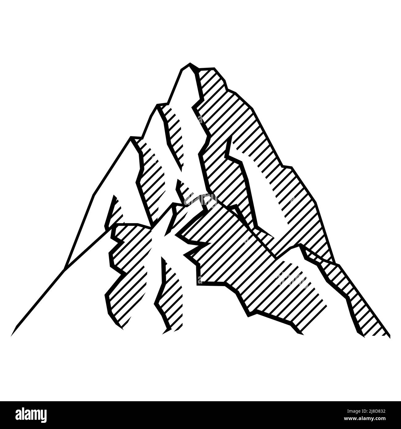 Image stylisée des montagnes. Illustration de scène naturelle. Style de gravure. Illustration de Vecteur