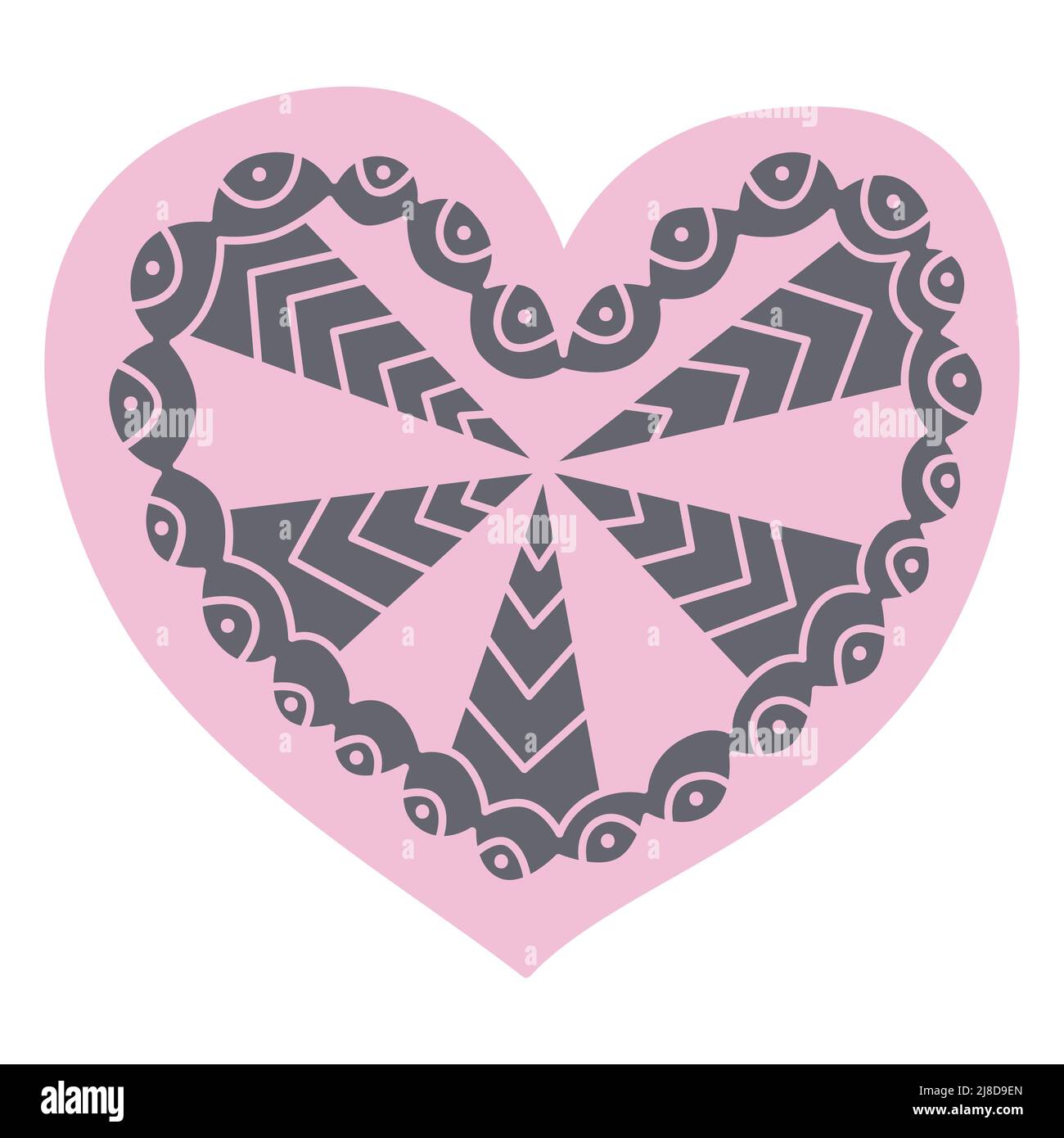 Coeur décoratif avec feuilles créé dans un coeur élégant et tendance avec ornement illustration vectorielle isolée sur blanc Illustration de Vecteur