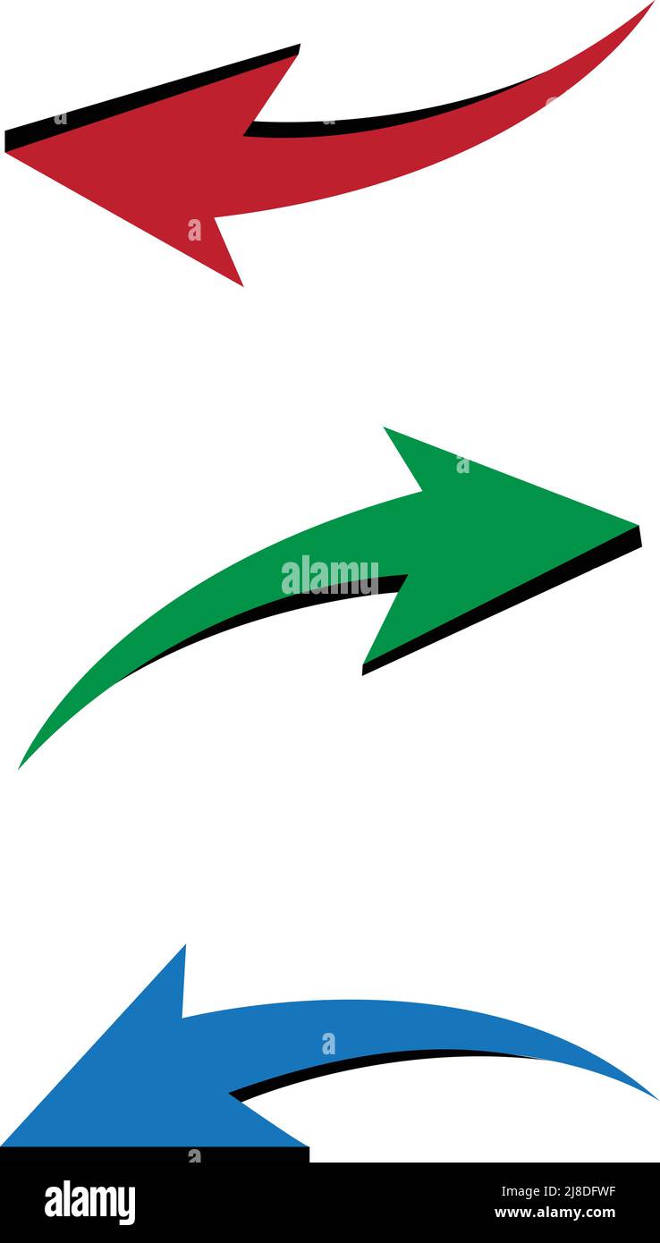 Icône de flèches rouge vert bleu. Sur fond blanc Illustration de Vecteur