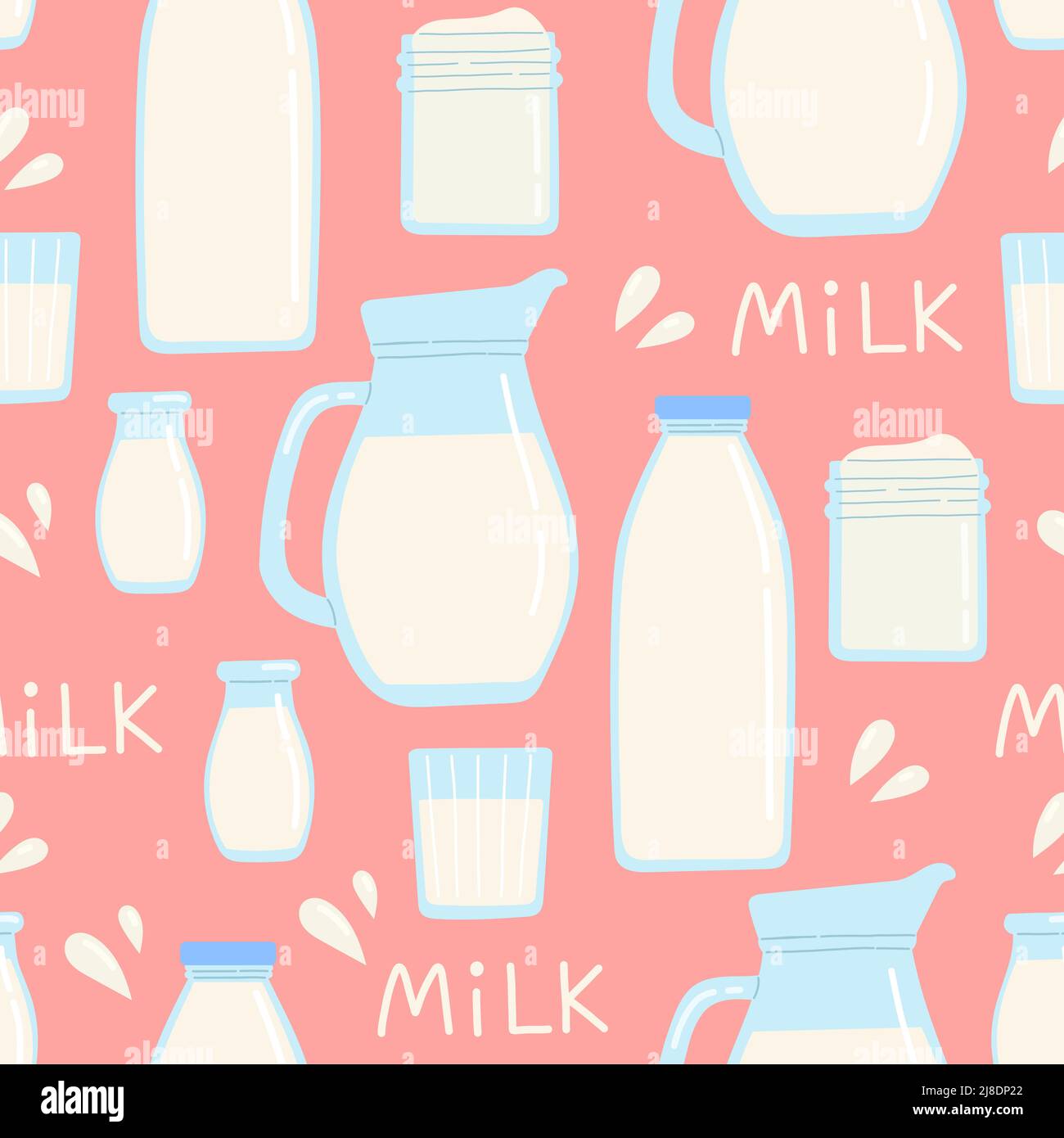 Lait laiterie sans couture motif plat vecteur Illustration de Vecteur