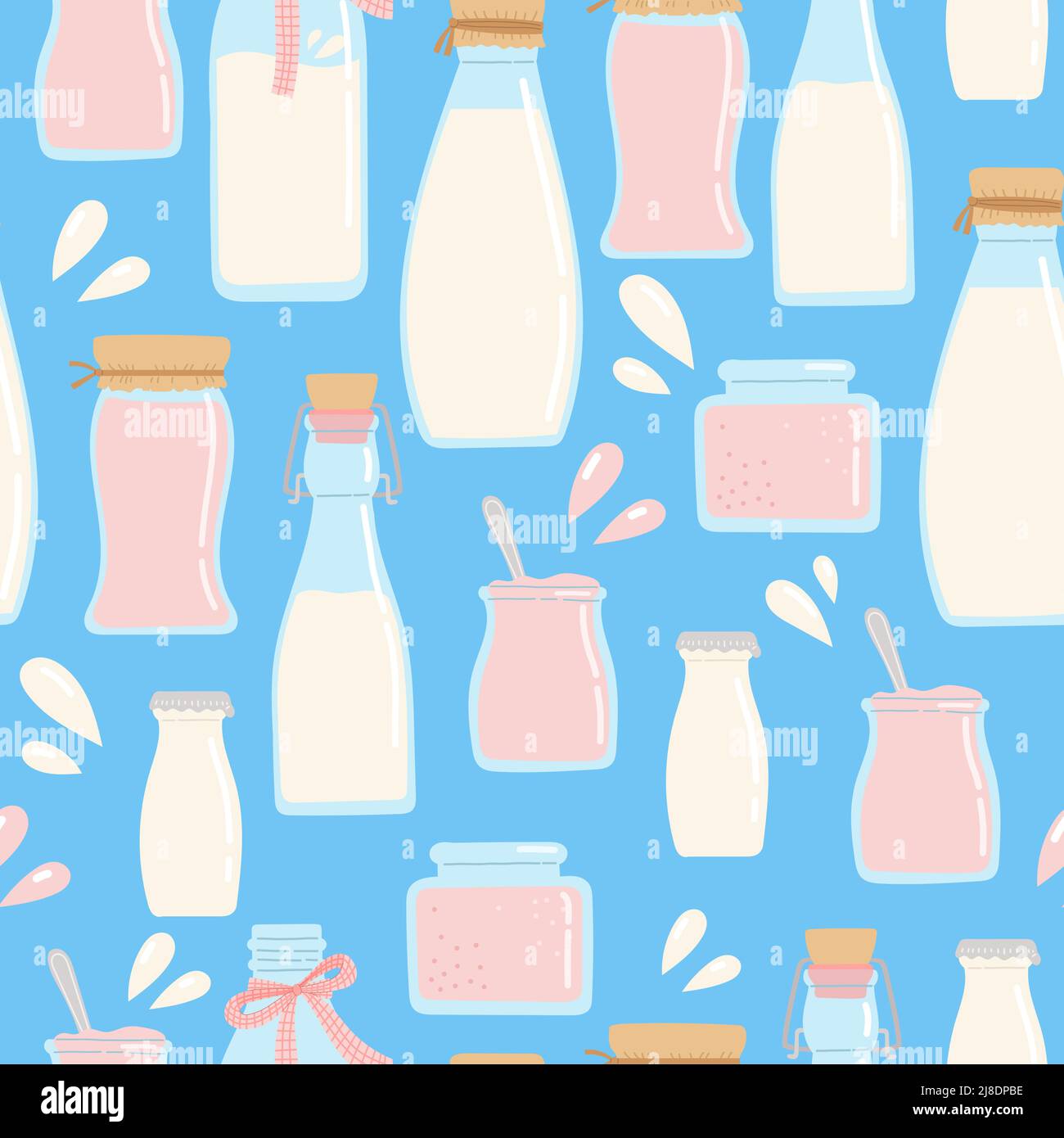 Lait laiterie sans couture motif plat vecteur Illustration de Vecteur