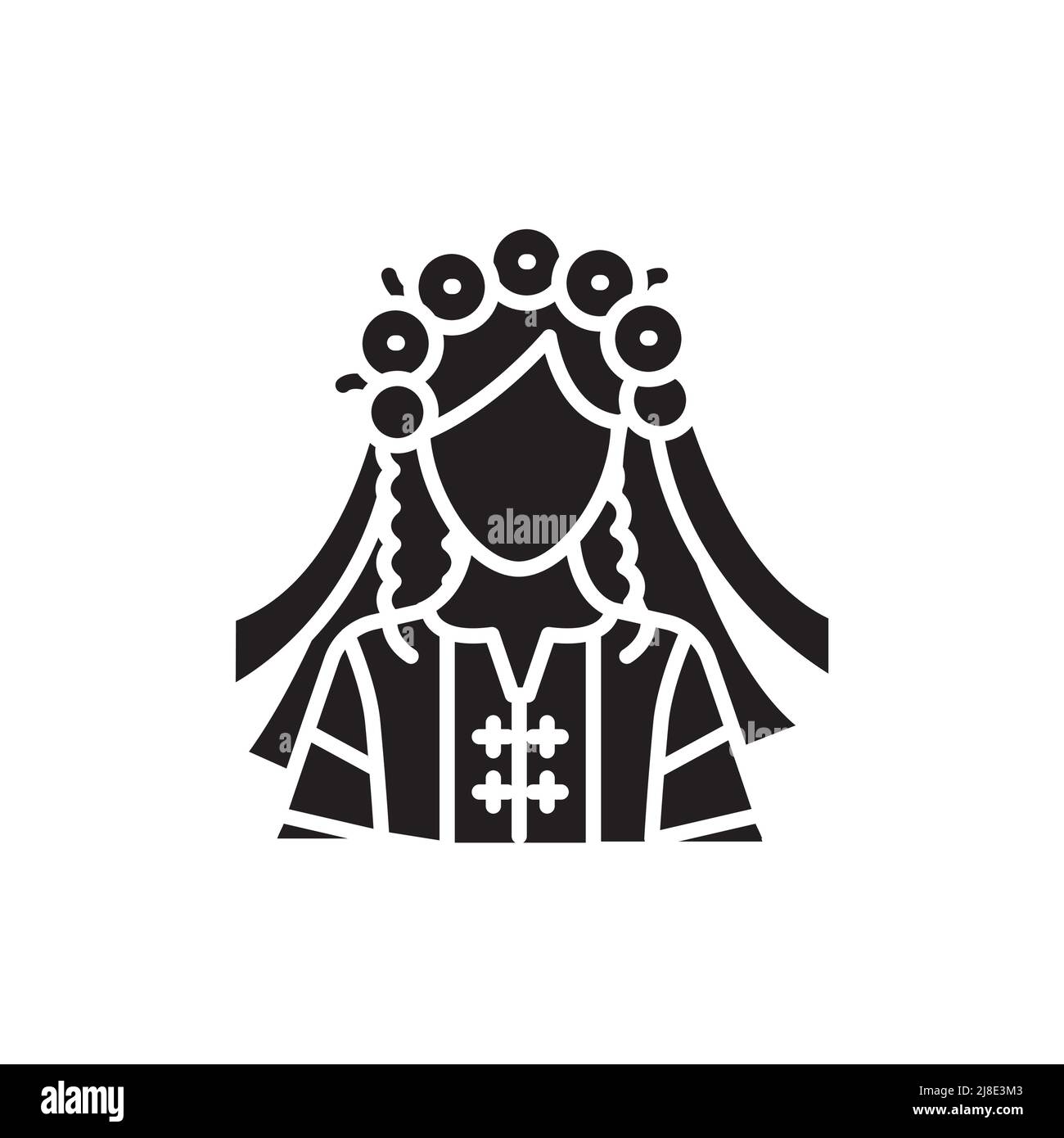 Femme ukrainienne dans la ligne nationale de vêtements de couleur icône. Elément vectoriel isolé. Pictogramme de contour pour la page Web, l'application mobile, la promotion Illustration de Vecteur