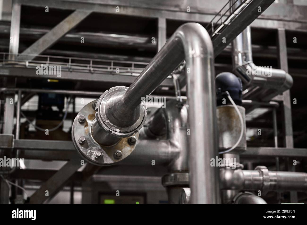 Système de pipeline pour la fabrication de produits laitiers fermentés à l'usine Banque D'Images