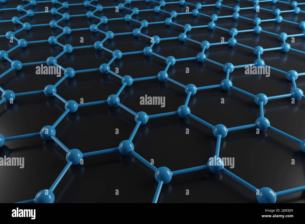 Représentation abstraite d'une connexion moléculaire cristallisée dans le système hexagonal. 3d illustration. Banque D'Images
