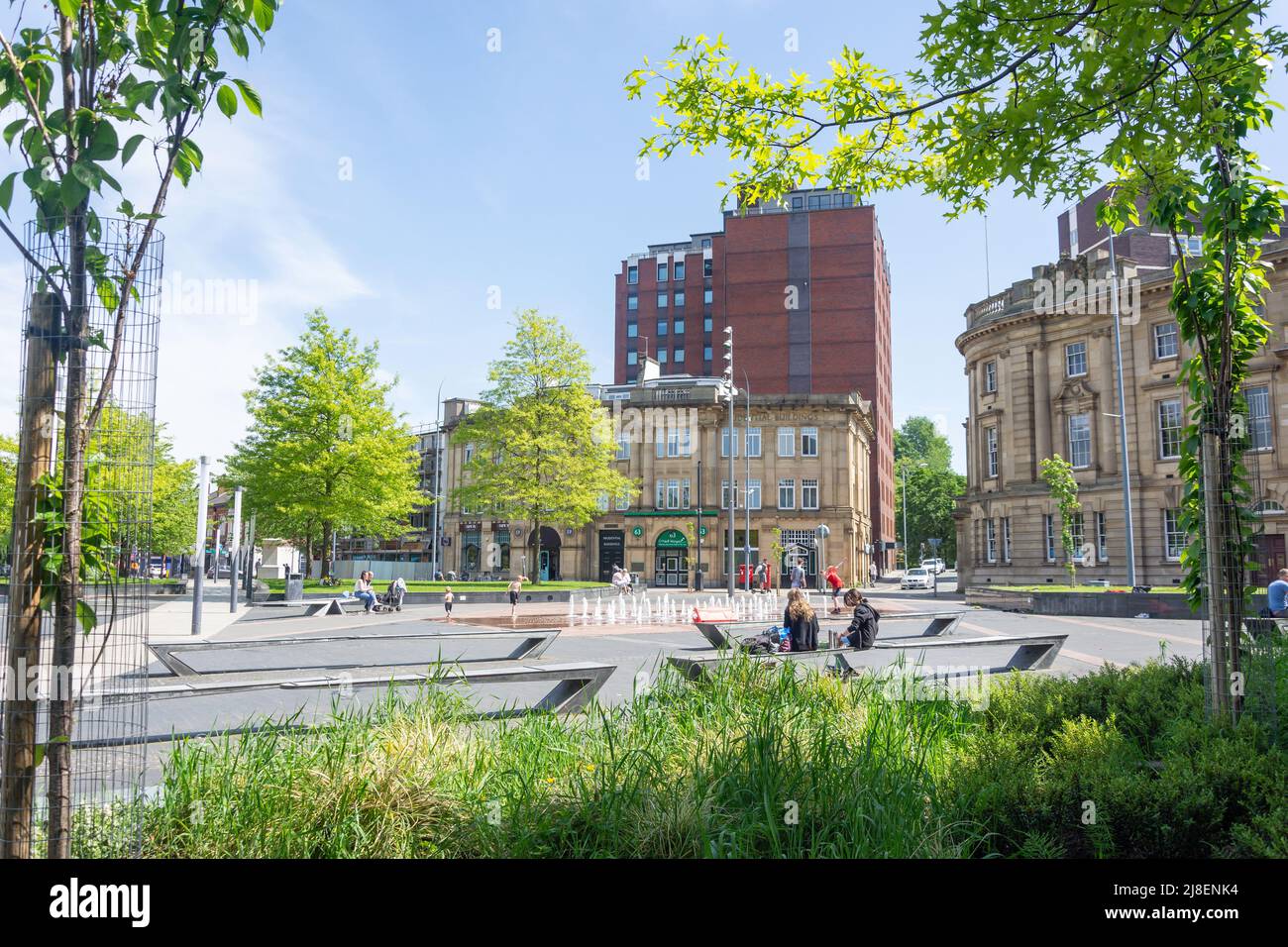 Stockport Fountain Park, St Petersgate, Stockport, Greater Manchester, Angleterre, Royaume-Uni Banque D'Images