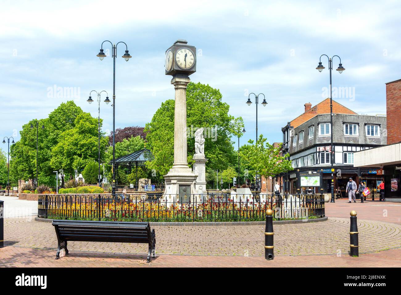 Memorial Clock, Market place, Cannock, Staffordshire, Angleterre, Royaume-Uni Banque D'Images