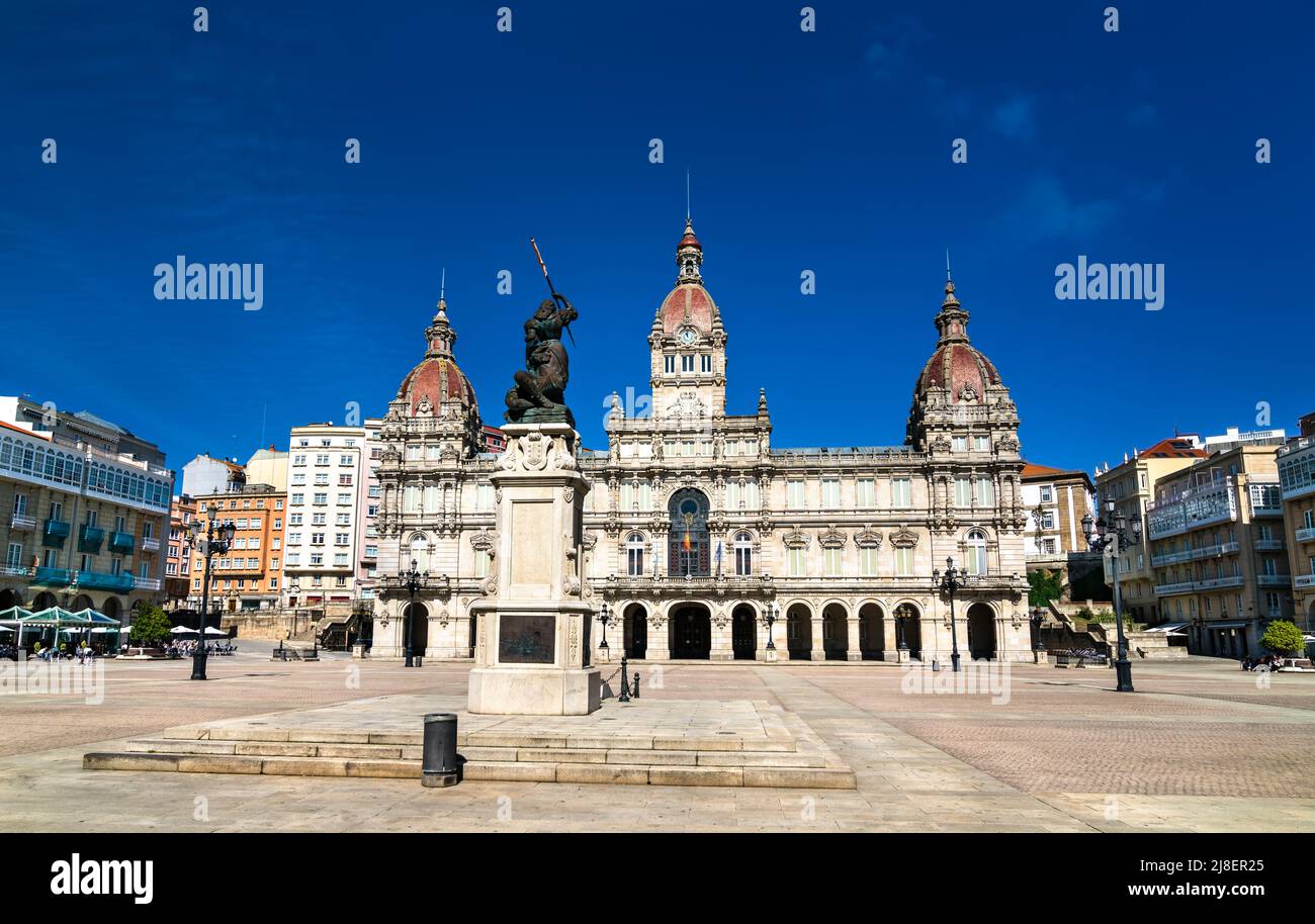 Un hôtel de ville de Coruna en Galice, Espagne Banque D'Images