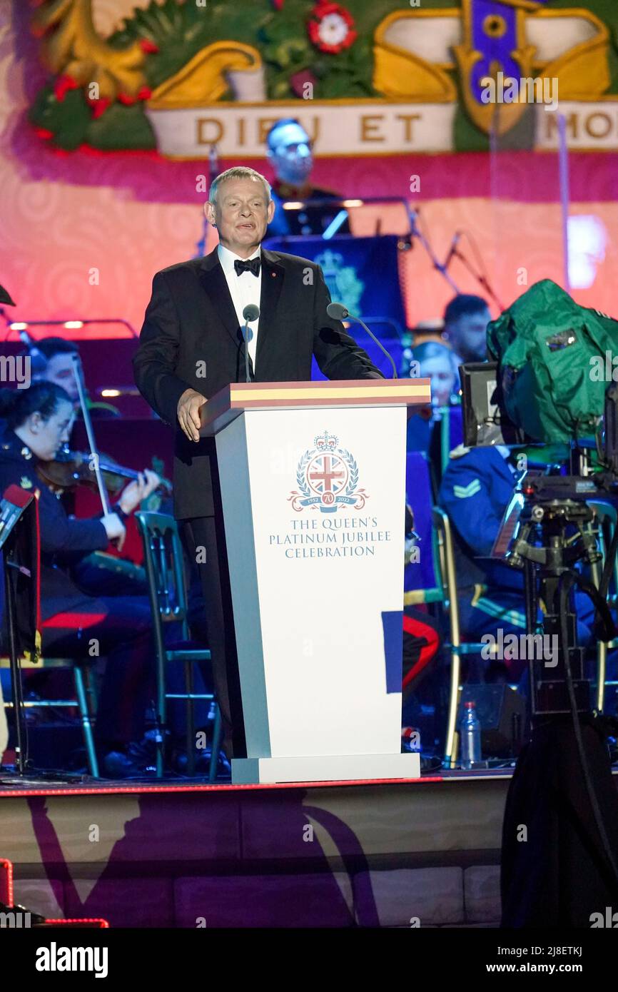 Martin Clunes lors de la célébration Du Jubilé de platine A Gallop Through History au Royal Windsor Horse Show au château de Windsor. Date de la photo: Dimanche 15 mai 2022. Banque D'Images