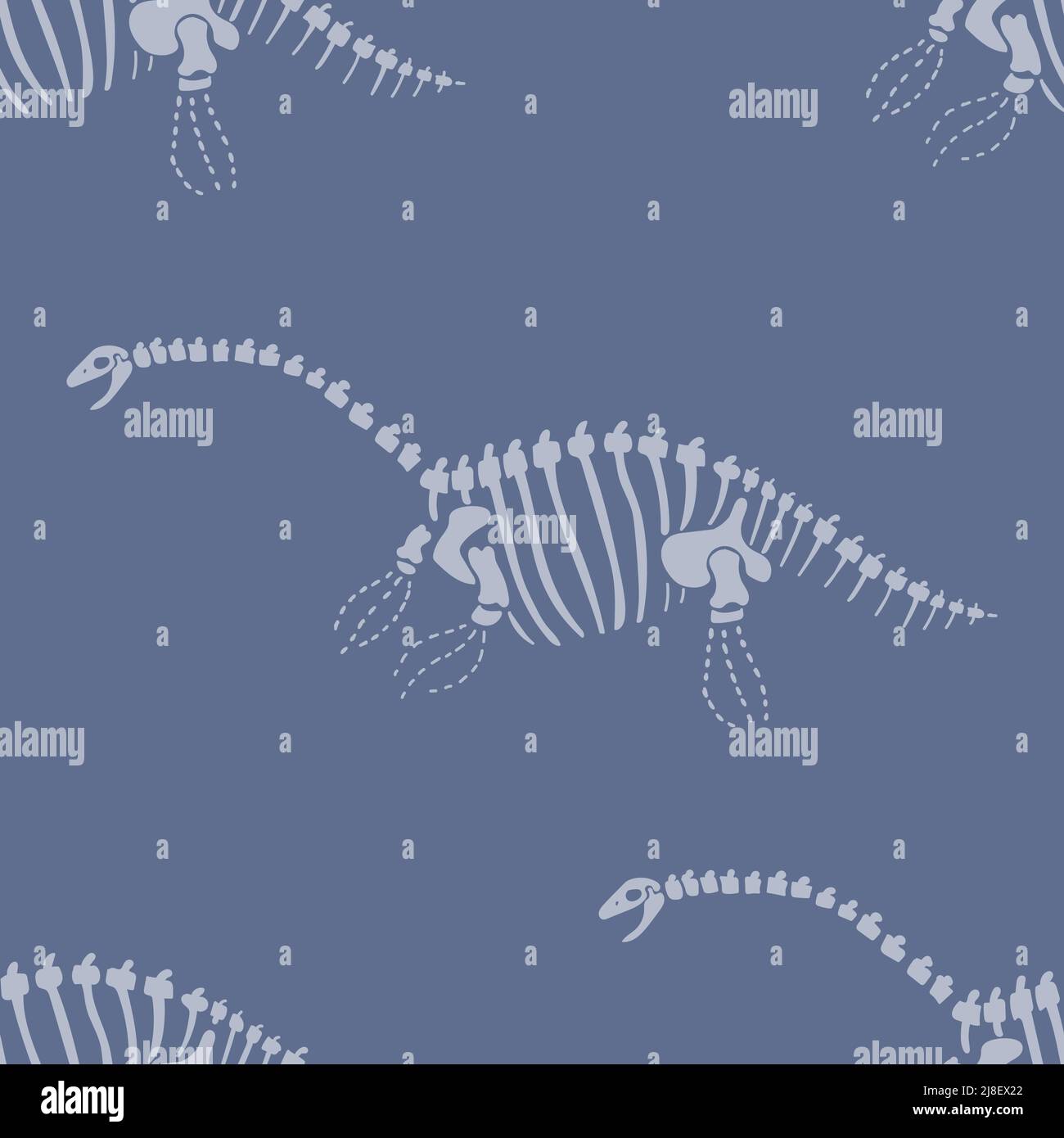 Plesiosaurus Dinosaur tracé à la main, motif vectoriel sans couture. Silhouette jurassique neutre pour bébé. Décoration de la maison pour le musée, l'extinction et Illustration de Vecteur