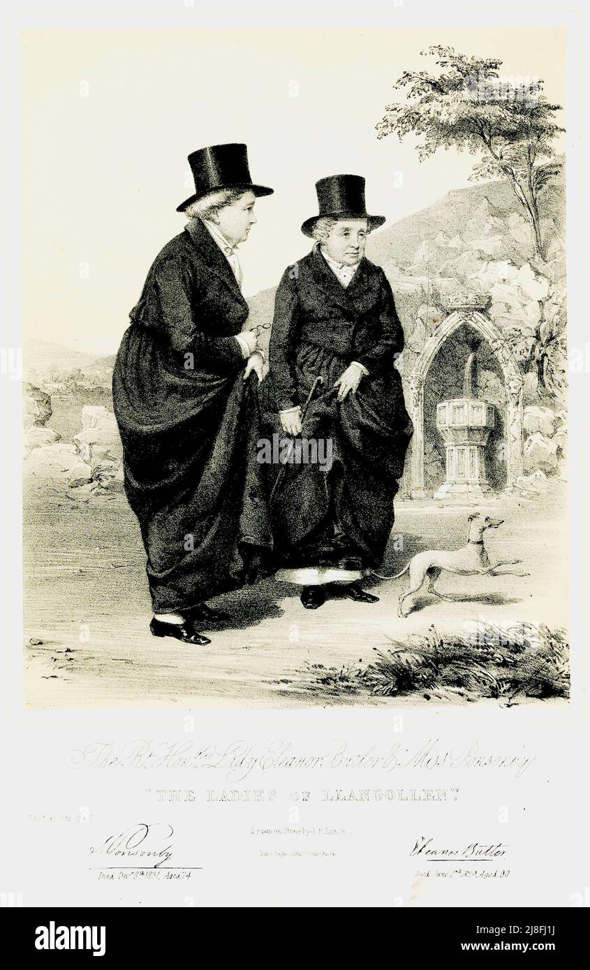 La très honorable Lady Eleanor Butler et Mlle Ponsonby - les Dames de Llangollen. Banque D'Images