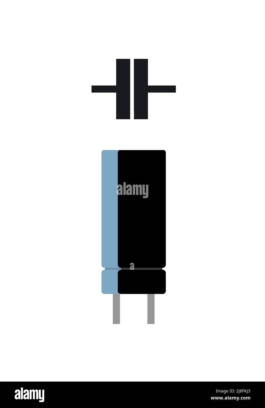 Condensateur. Composant radio. Circuit électronique de la radio. Désignation symbolique. Isolé sur fond blanc. Icône d'objet unique. Vecteur. Illustration de Vecteur