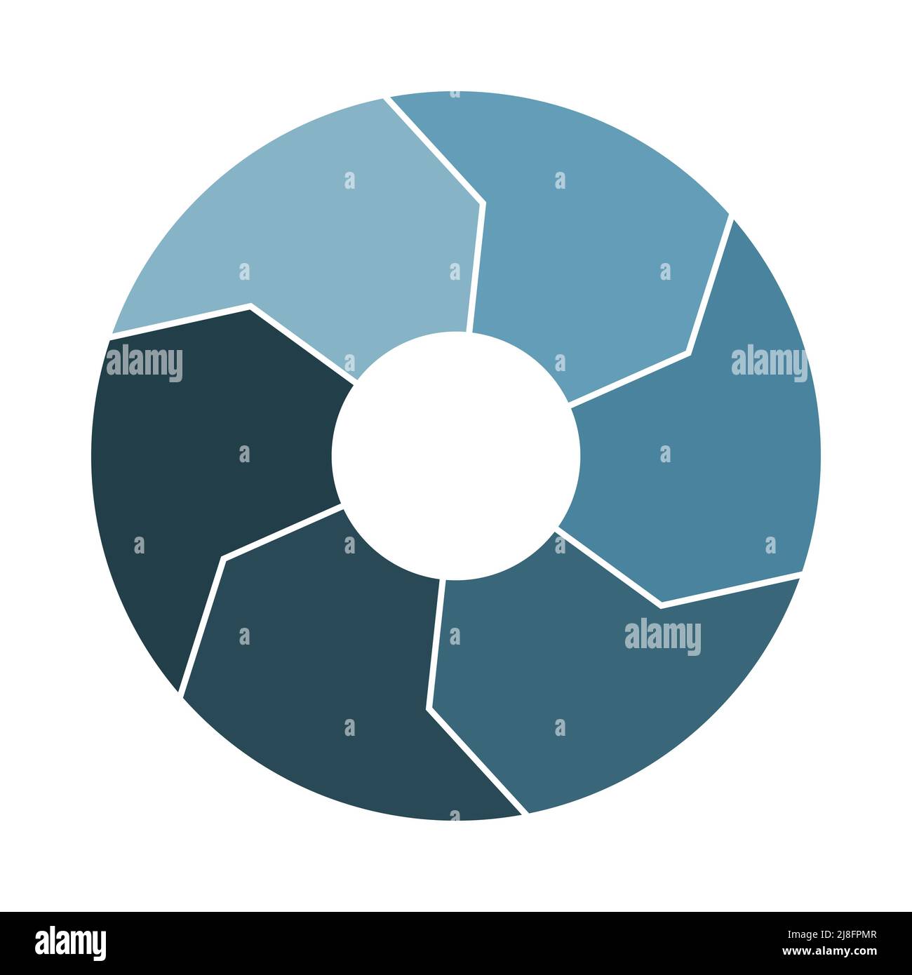 Icône de circulation de cycle de vie avec 6 flèches. Six parties épaisses spin Ingraphe. Infographies cercles bleu acier marine. Illustration vectorielle plate. Illustration de Vecteur